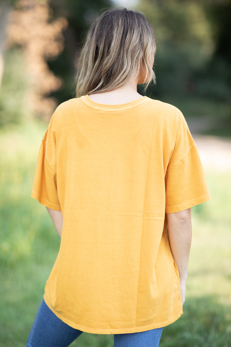 Mustard Drop Shoulder Round Neck Top