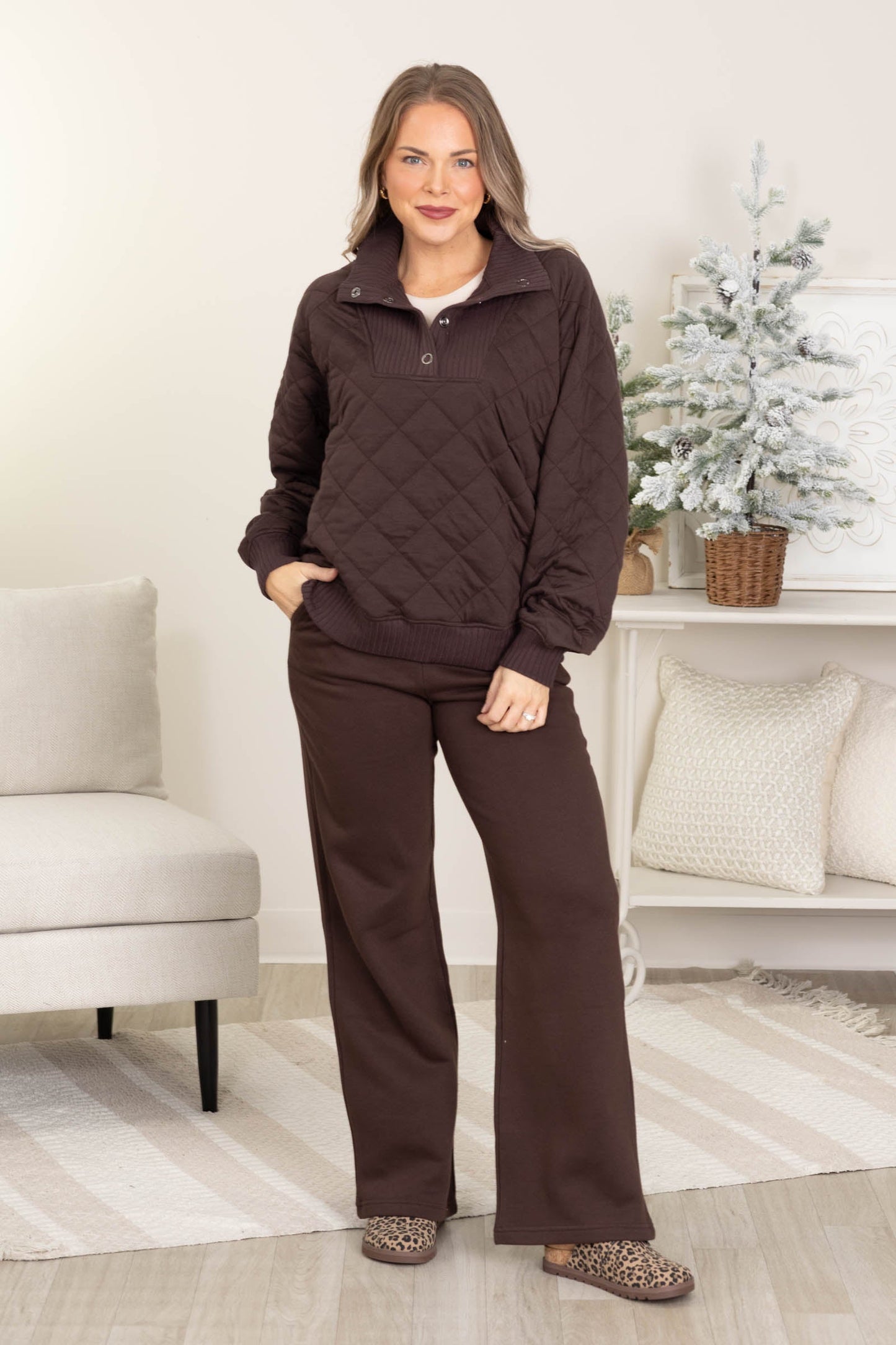 Fleece Pleated Trouser Lounge Pants