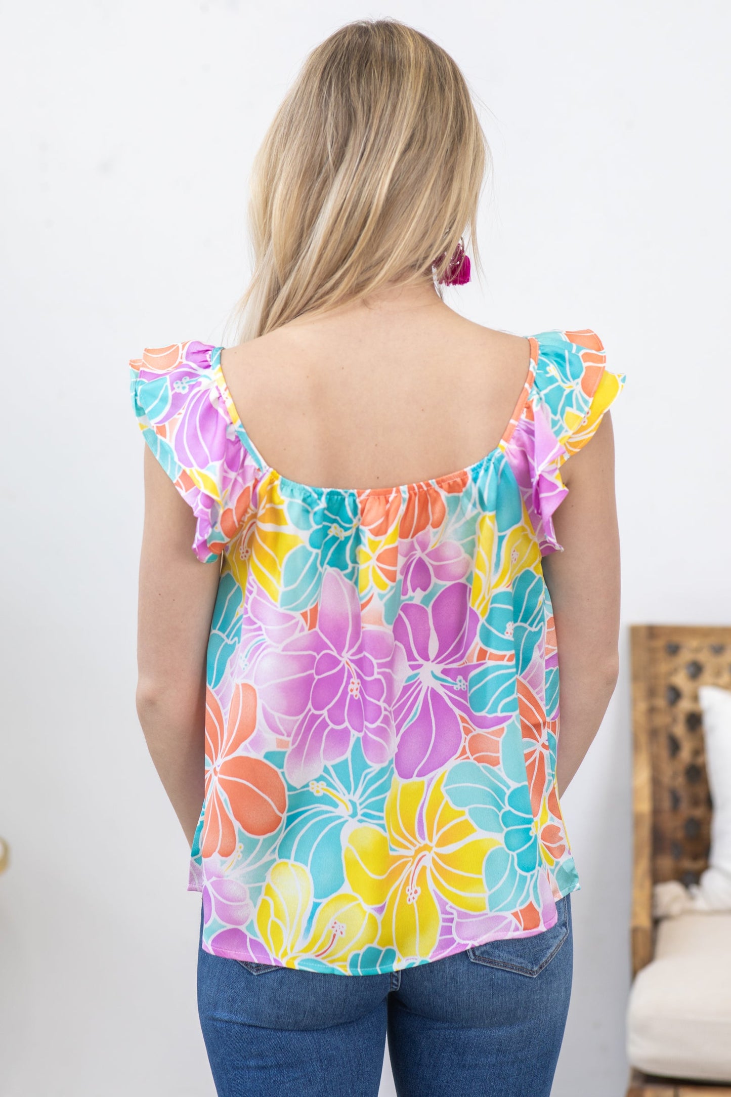 Orchid Floral Multicolor Woven Top