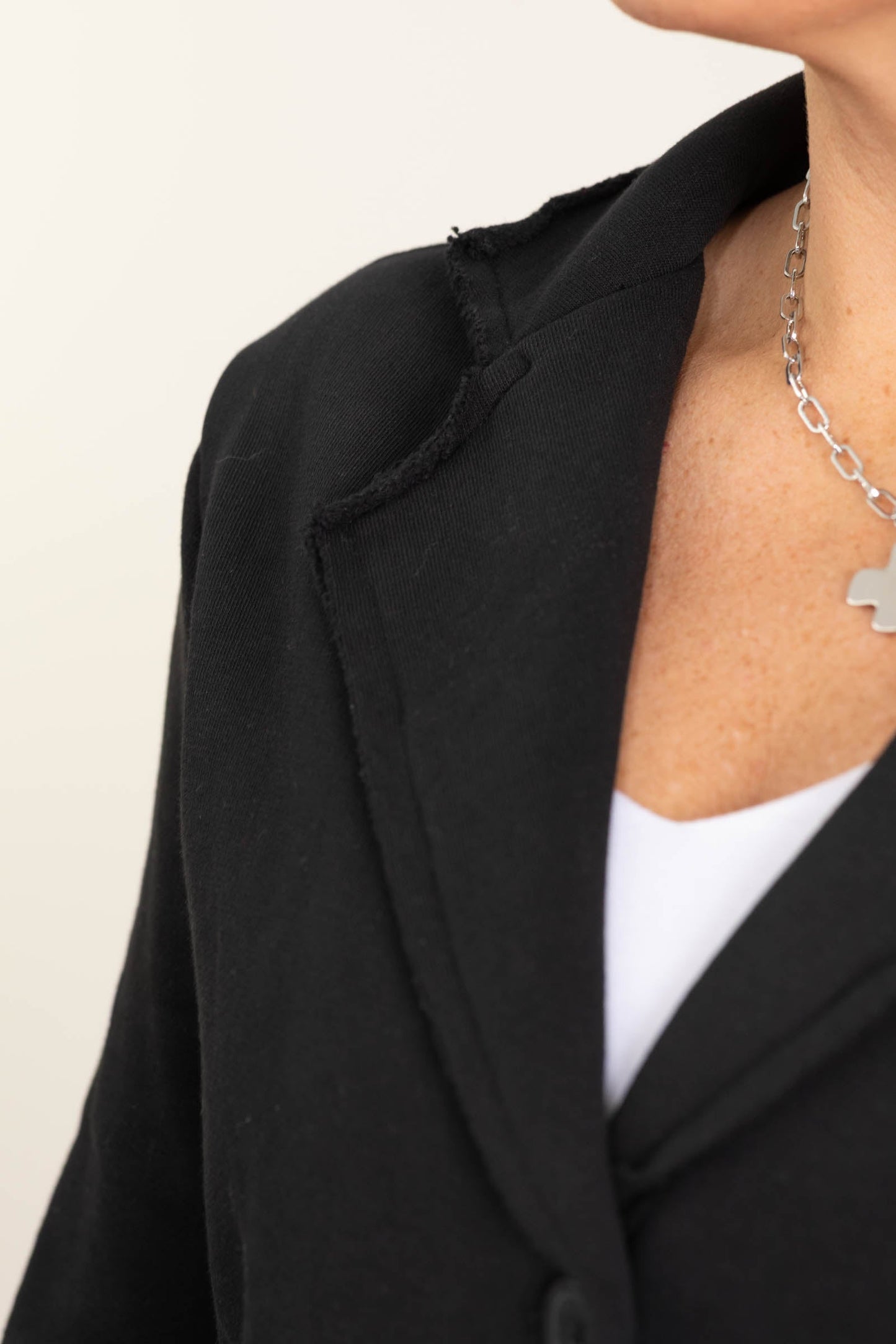 Black French Terry Boyfriend Fit Blazer