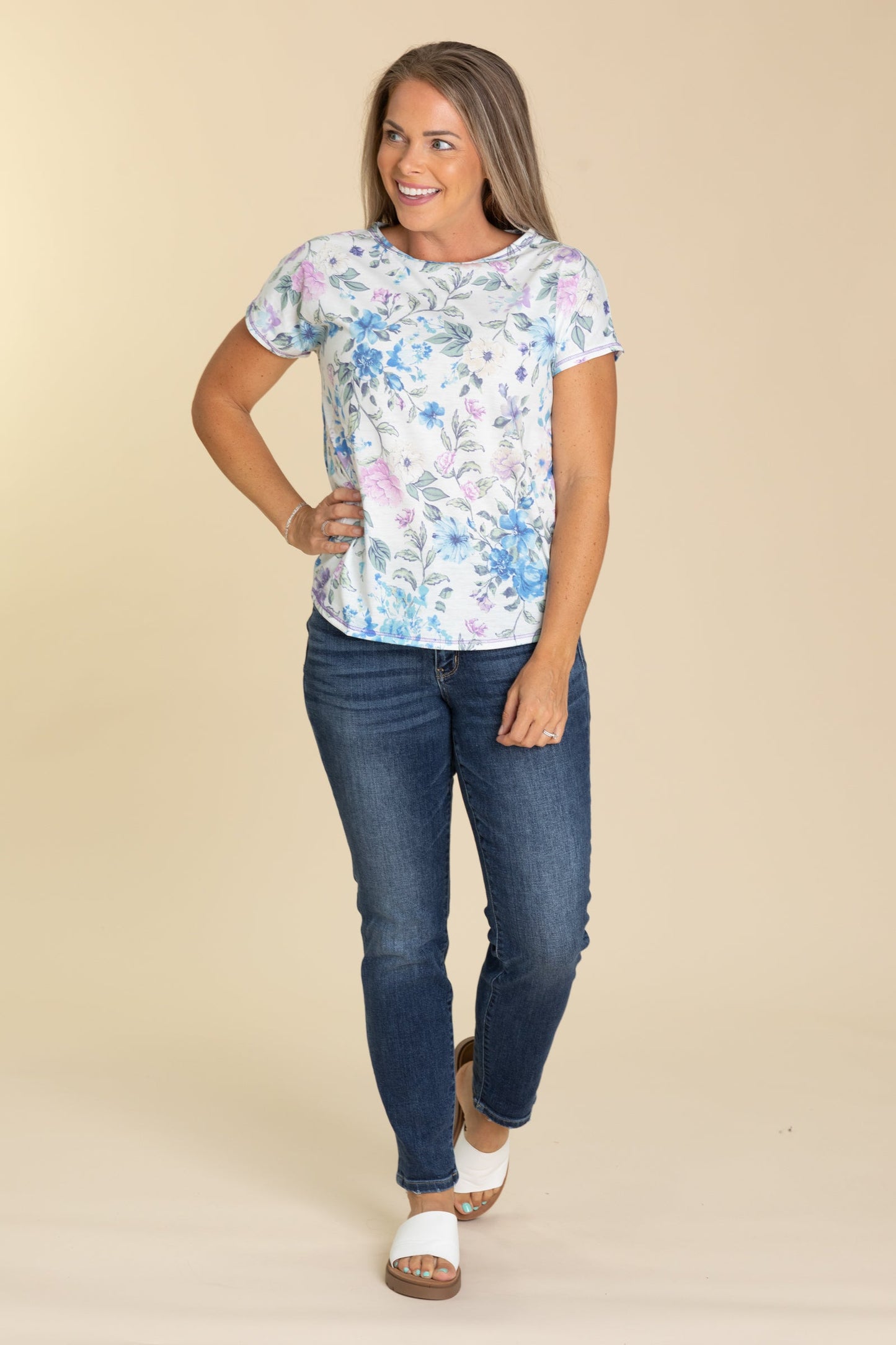 Lavender Breeze Floral Knit Print Top