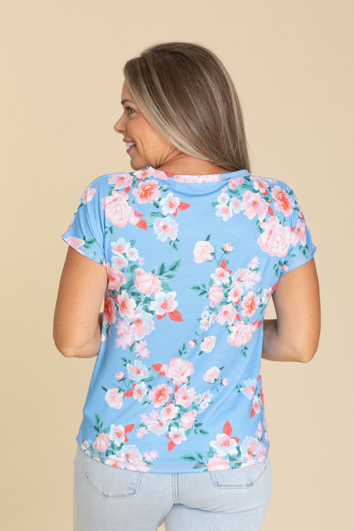 Sky Blue Floral Garden Knit Tee