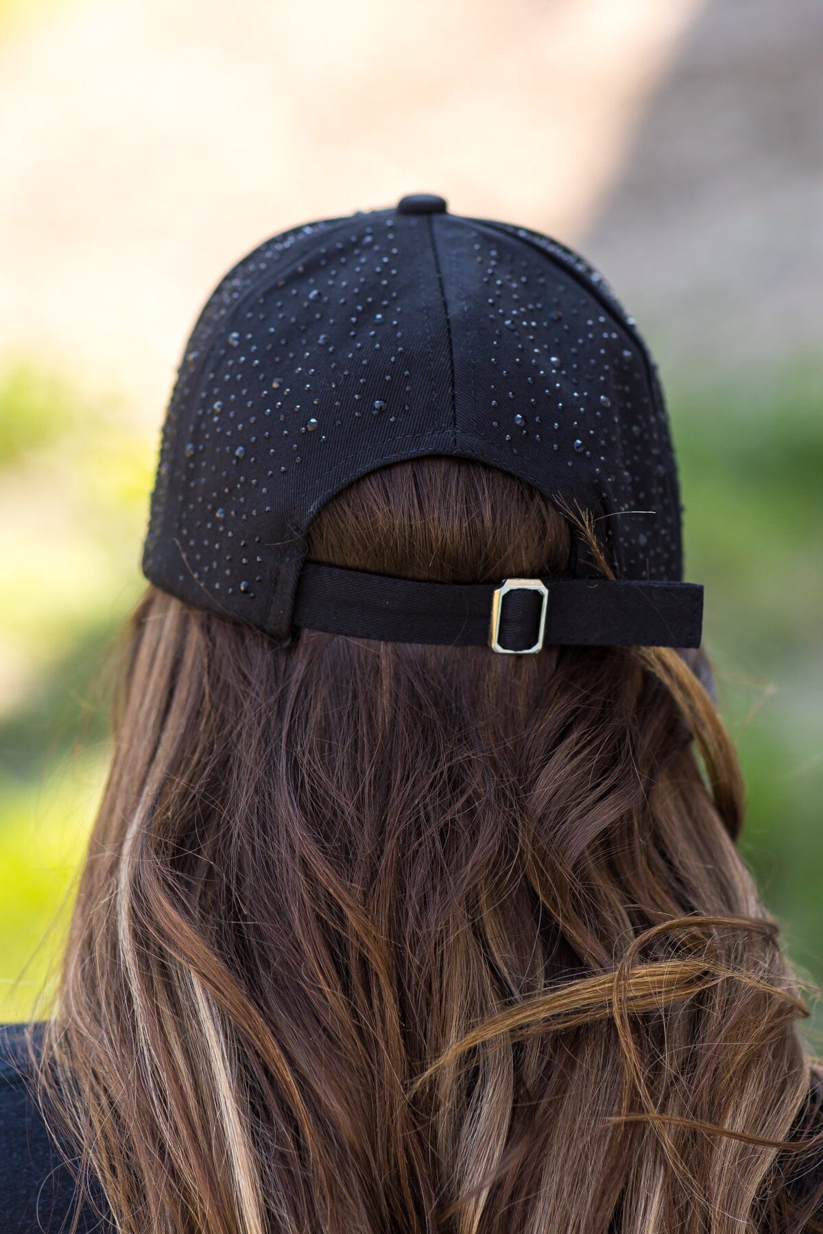 Black Rhinestone Stud Baseball Hat