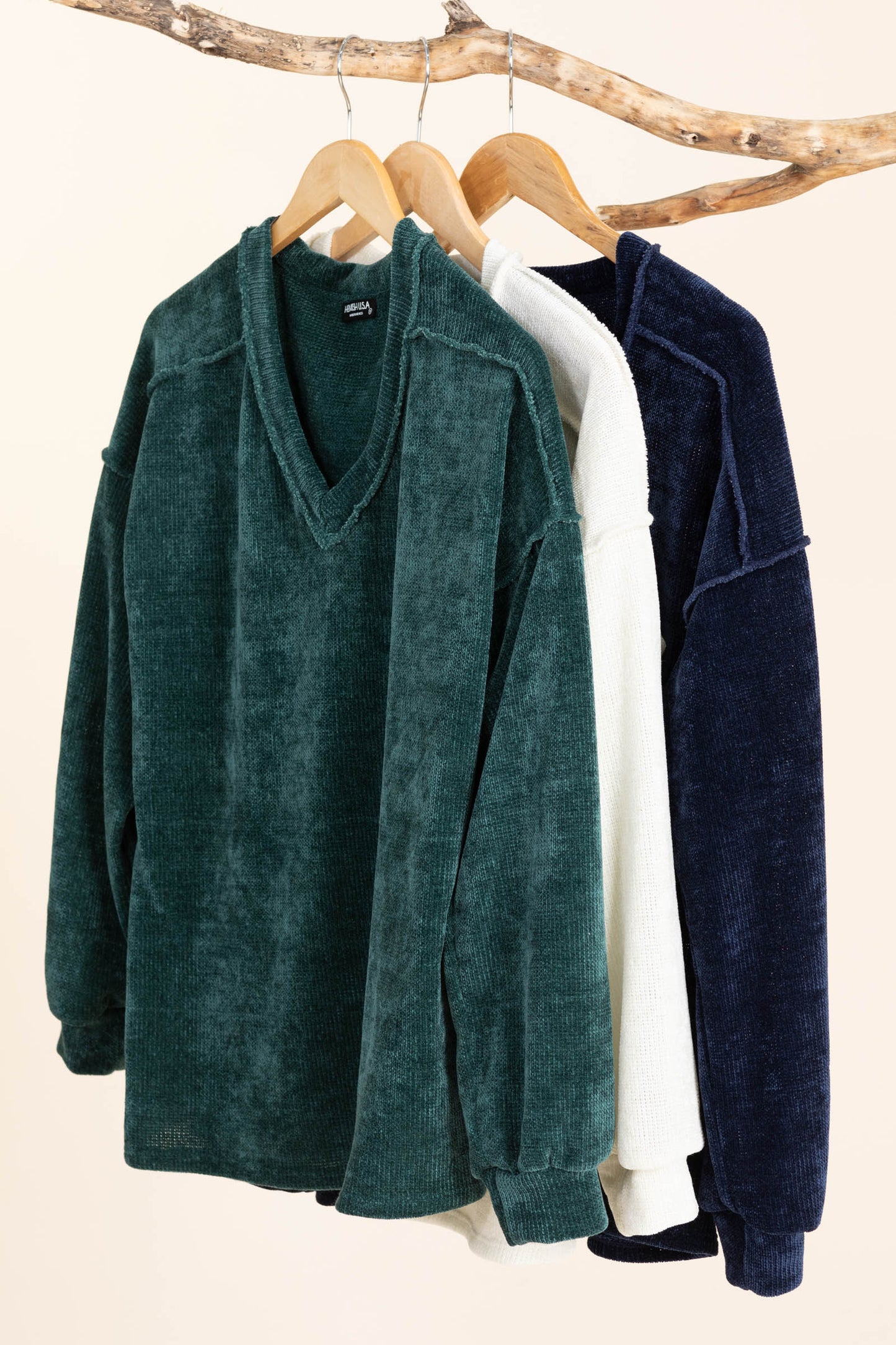 Chenille V-Neck Comfy Knit Tops