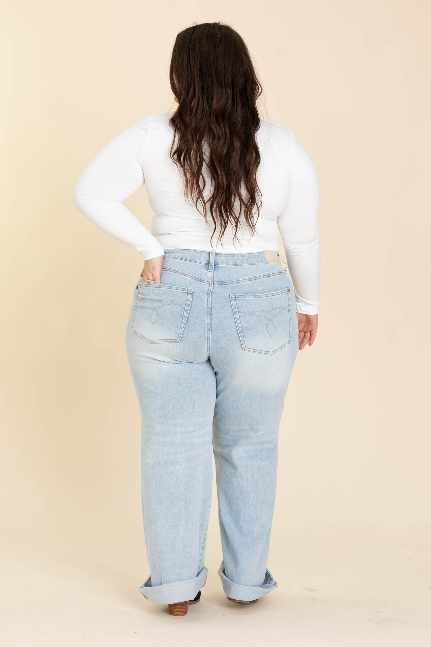 Judy Blue Light Retro Wide Criss Cross Jeans