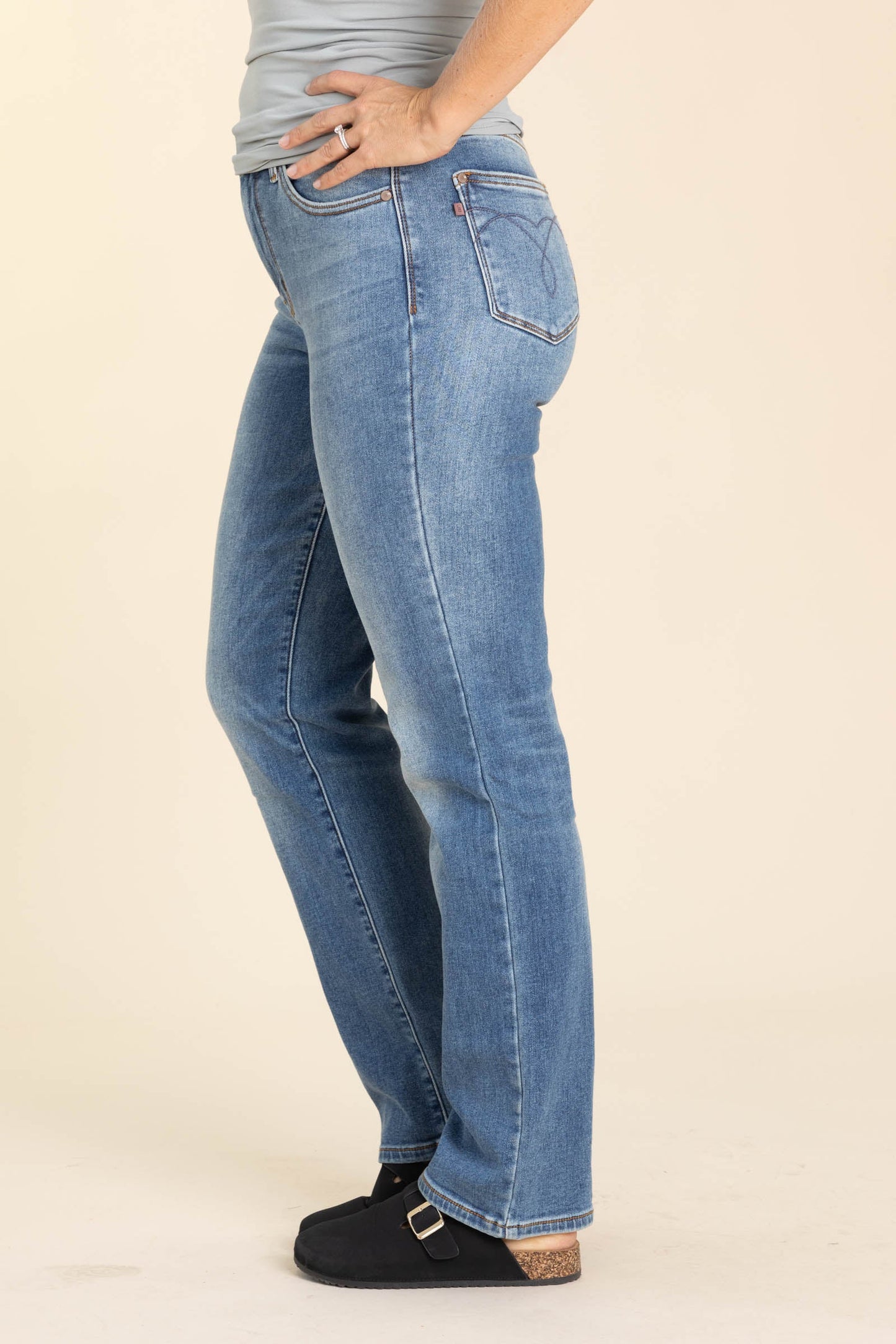 Judy Blue Vintage Wash Thermal Straight Jeans