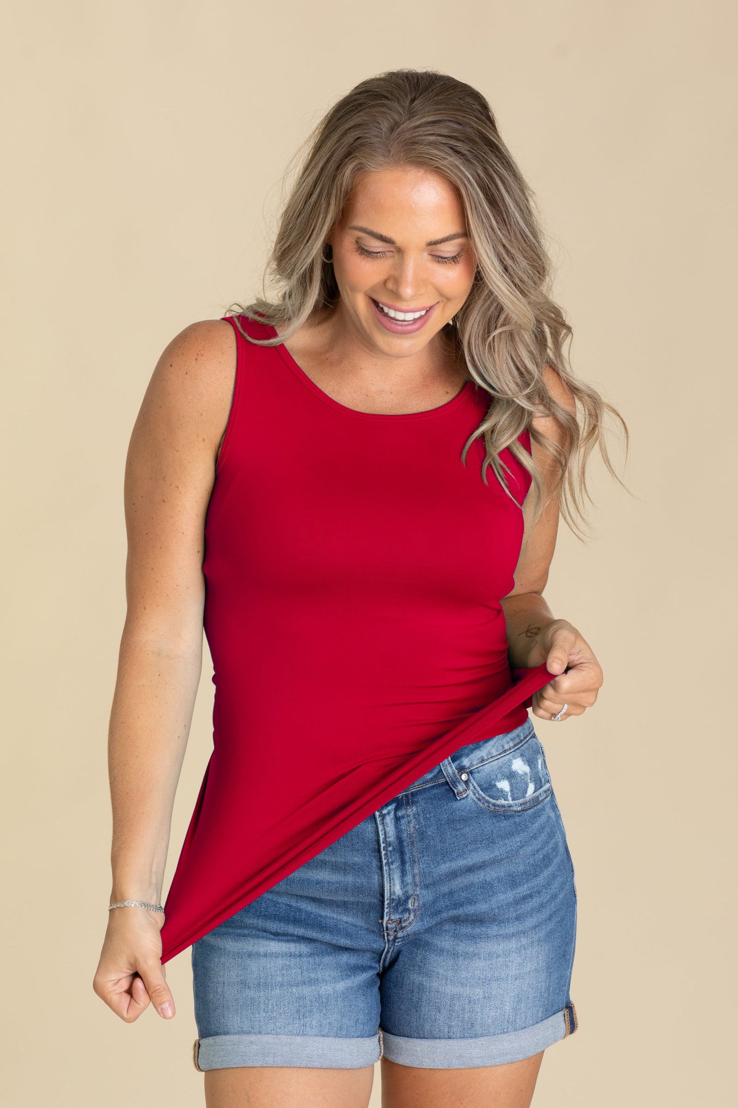 Scoop Neck Seamless Knit Tank Top