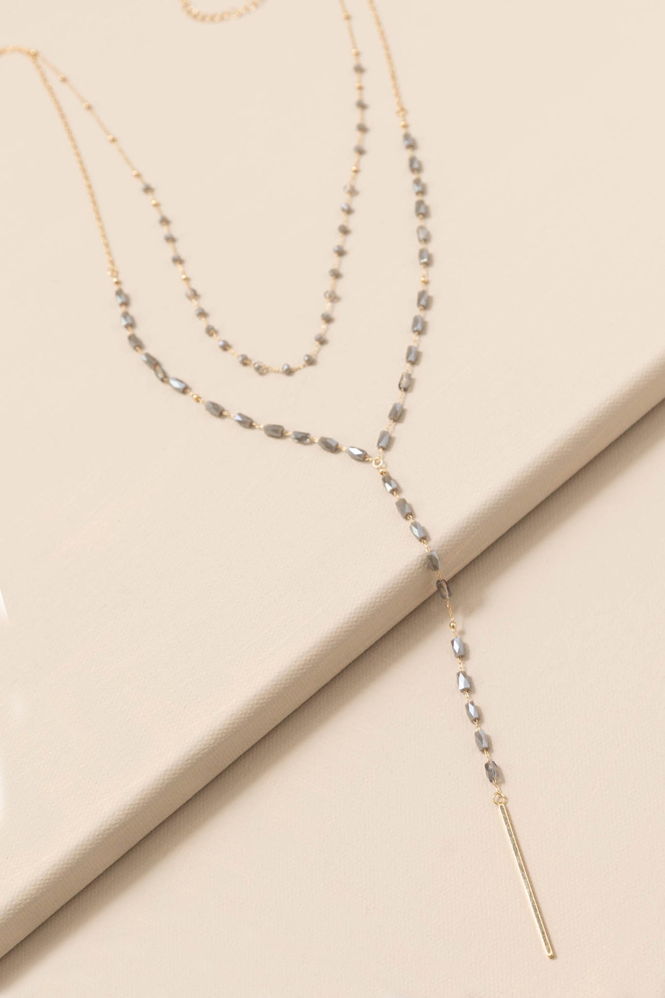 Evie's Layered Y Necklace with Glass Beads