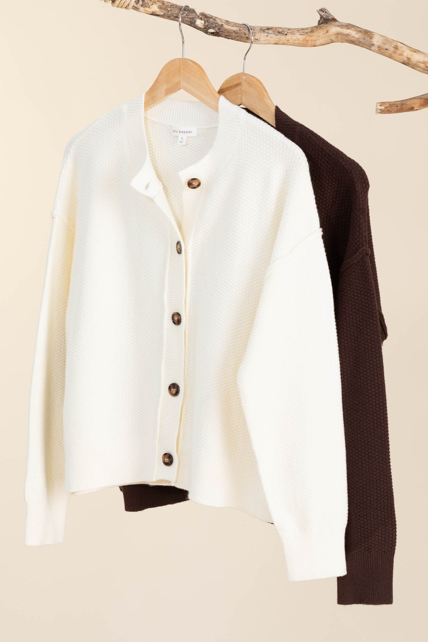 Waffle Textured Button Up Cardigans