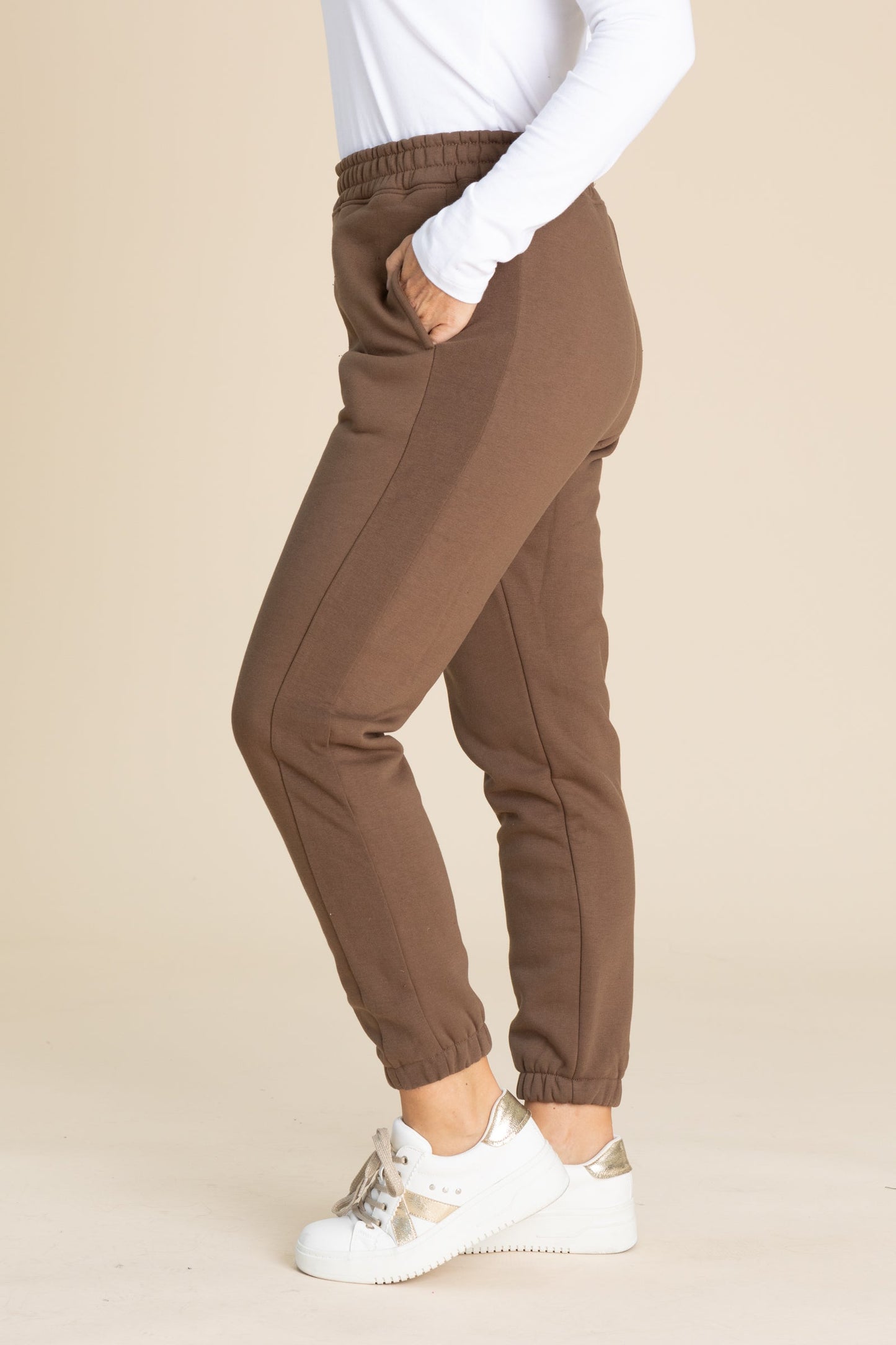 Solid Cotton Blend Fleece Joggers