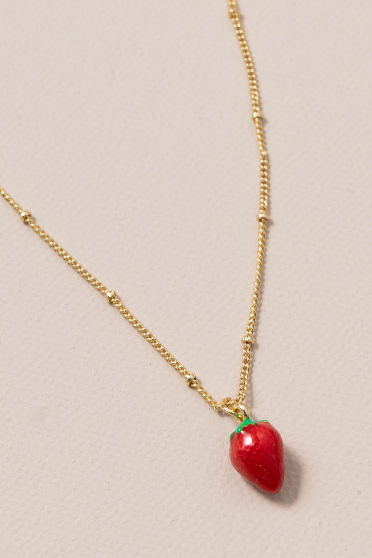 Gold Strawberry Pendant Necklace
