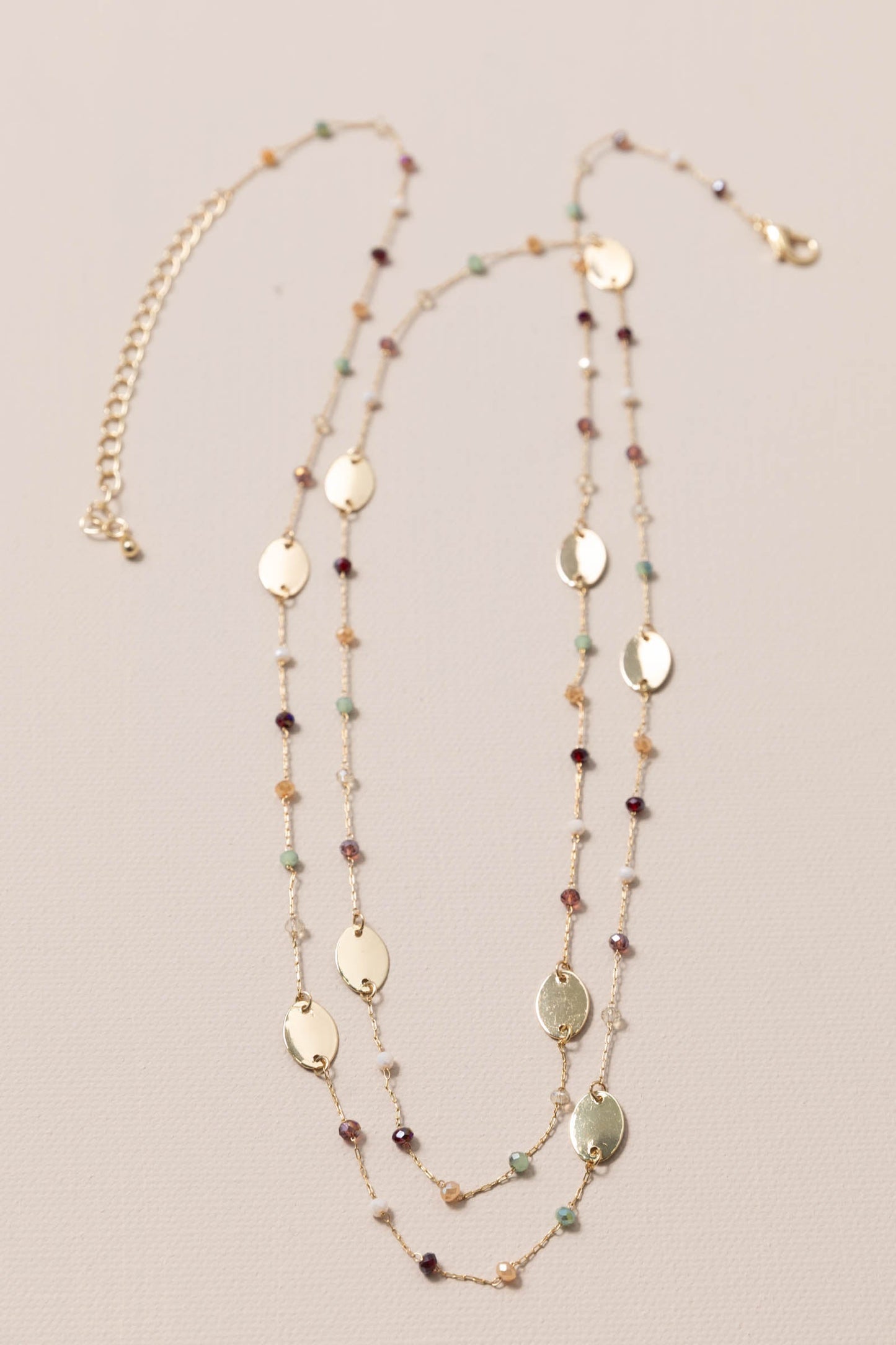 Lorie's Long and Gold Disc Chain Necklaces