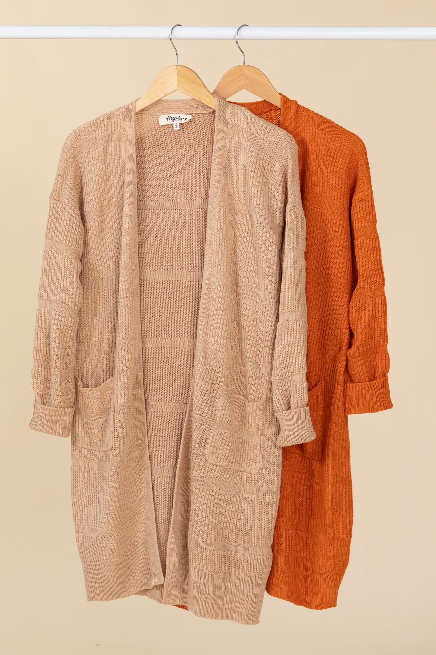 Stripe Textured Open Knit Cardigans