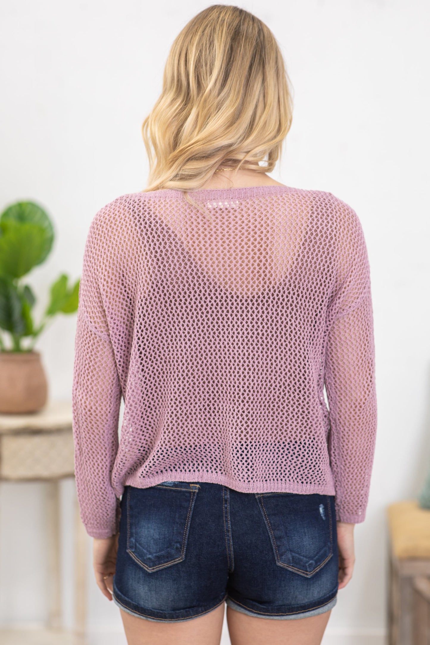 Lavender Hollow Dolman Sleeve Knit Top