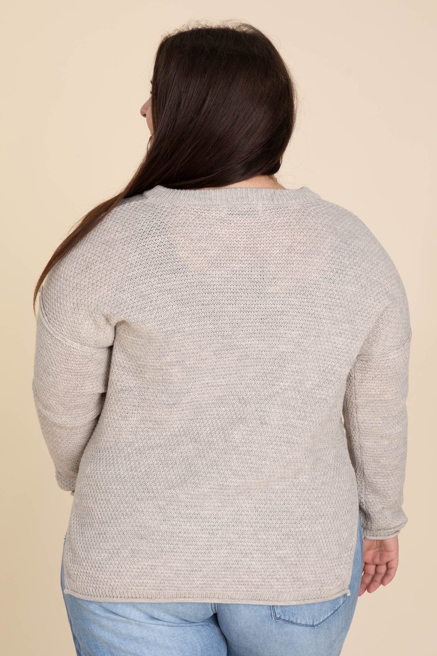 Waffle Textured Henley Neckline Basic Sweaters