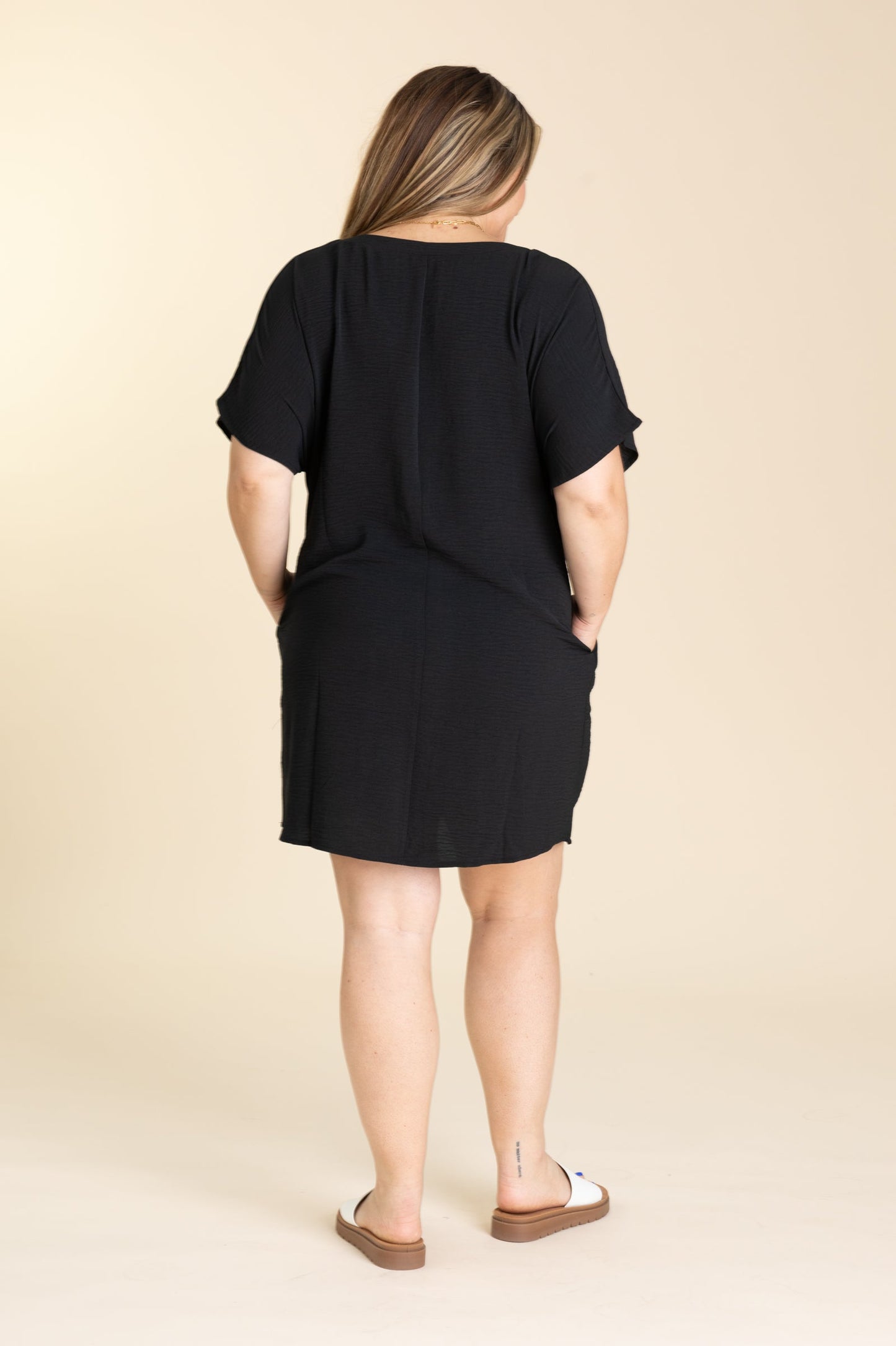 Woven Airflow V-Neck Tee Shirt Dress
