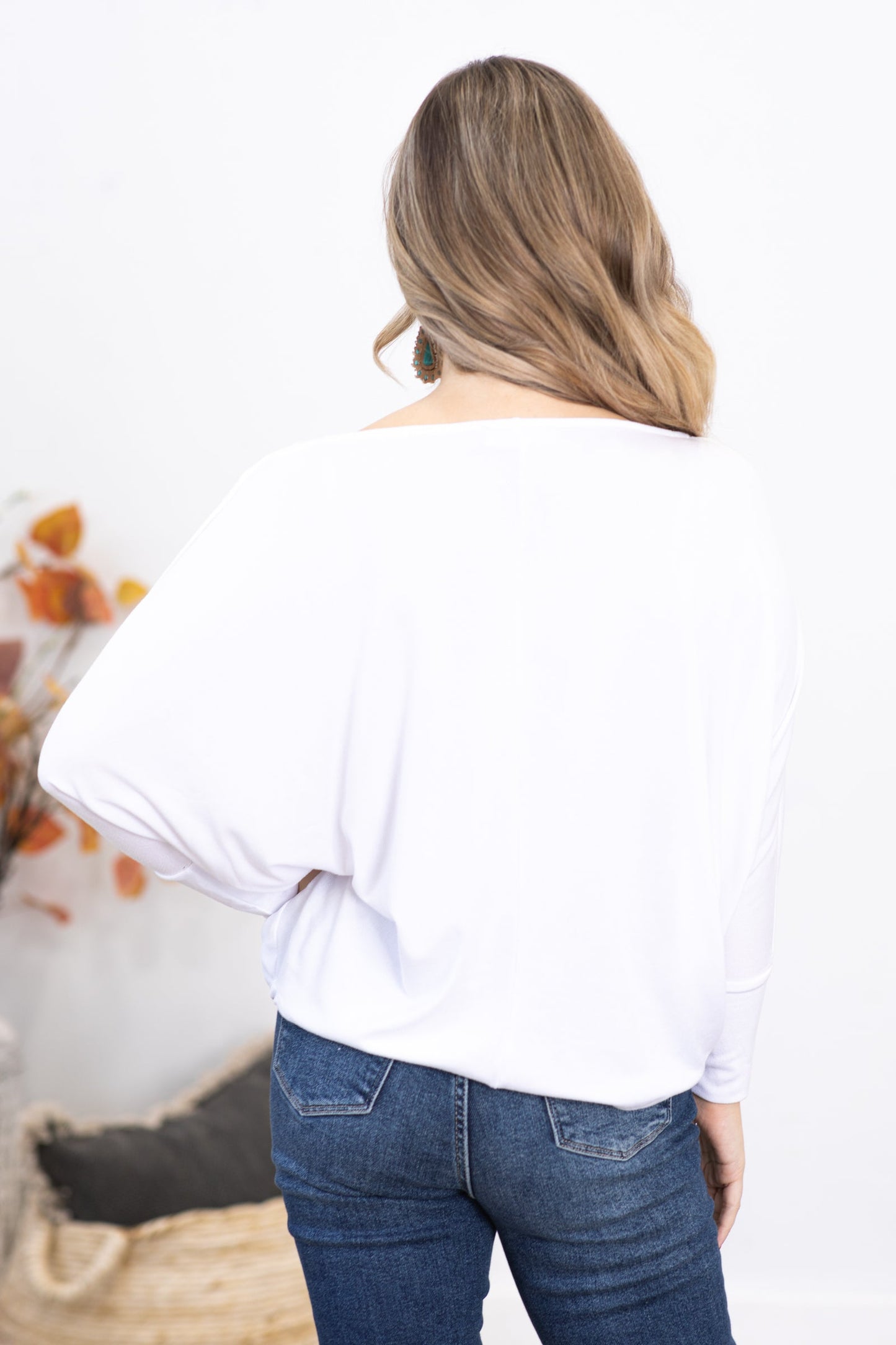 Off White Cowl Neck Dolman Sleeve Top
