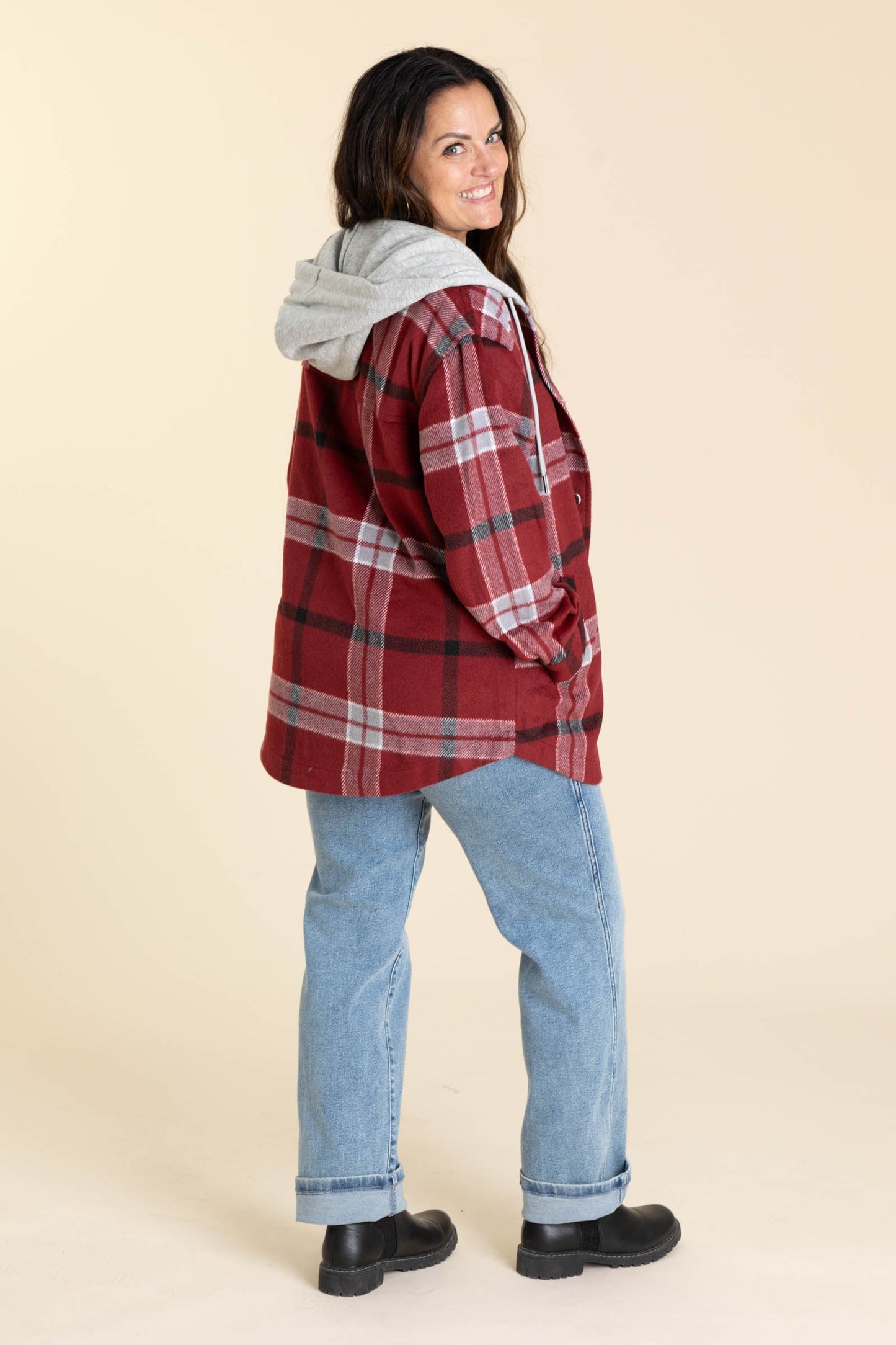 Plaid Hooded Jackets With Drawstrings
