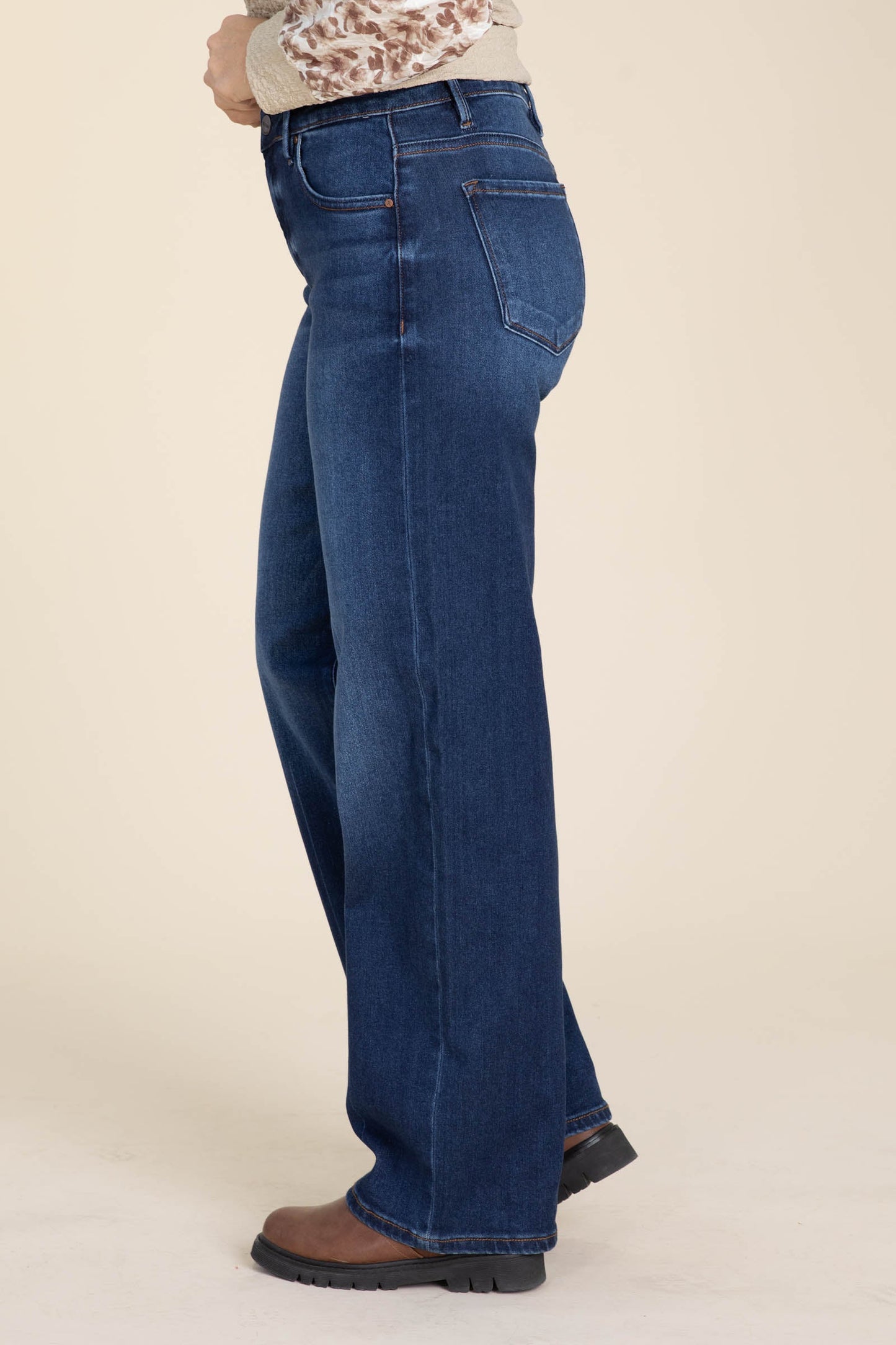 Risen Dark Wash Mid Rise Wide Baggy Jeans