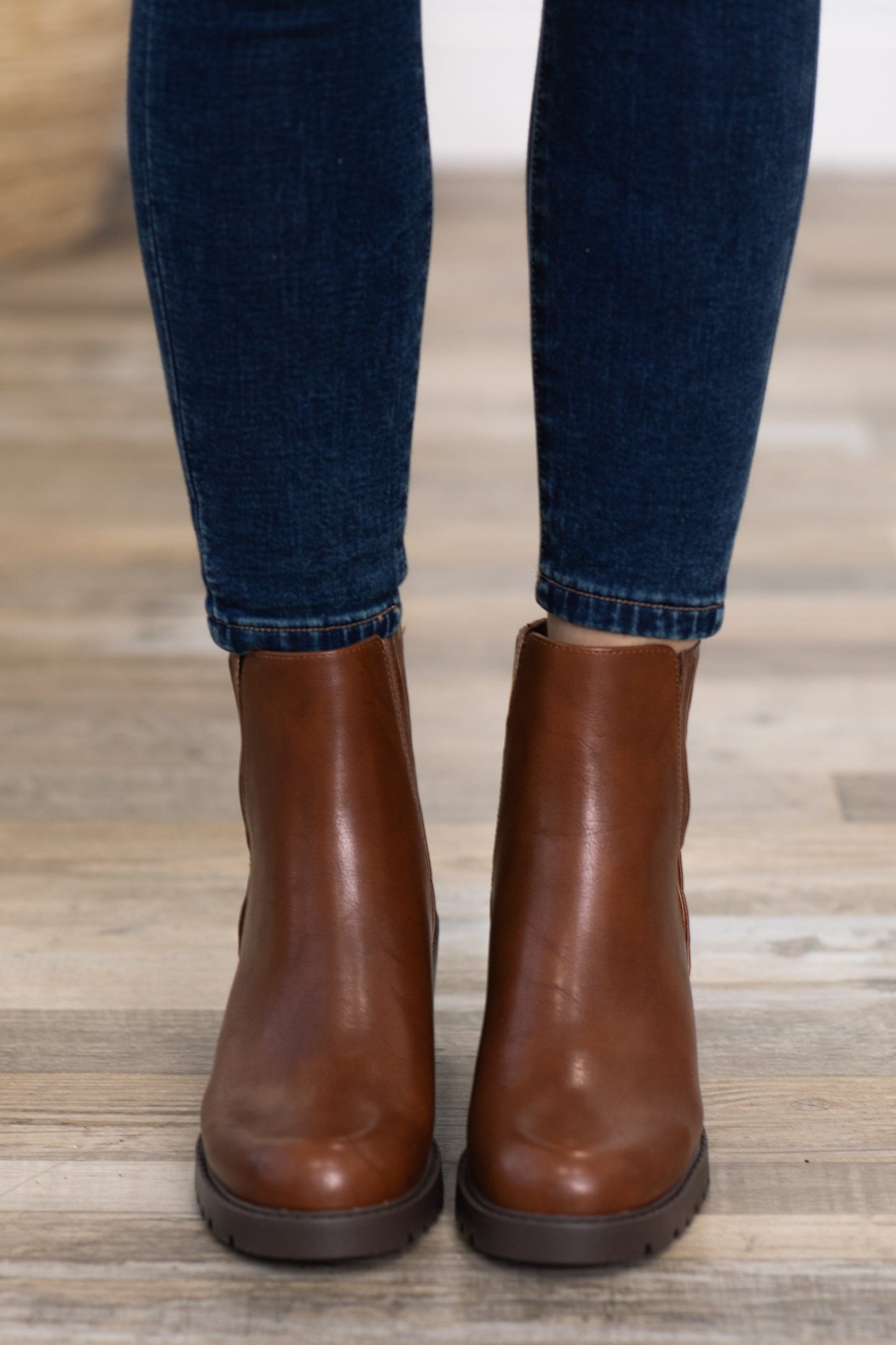 Chestnut Pull On Lug Sole Boots