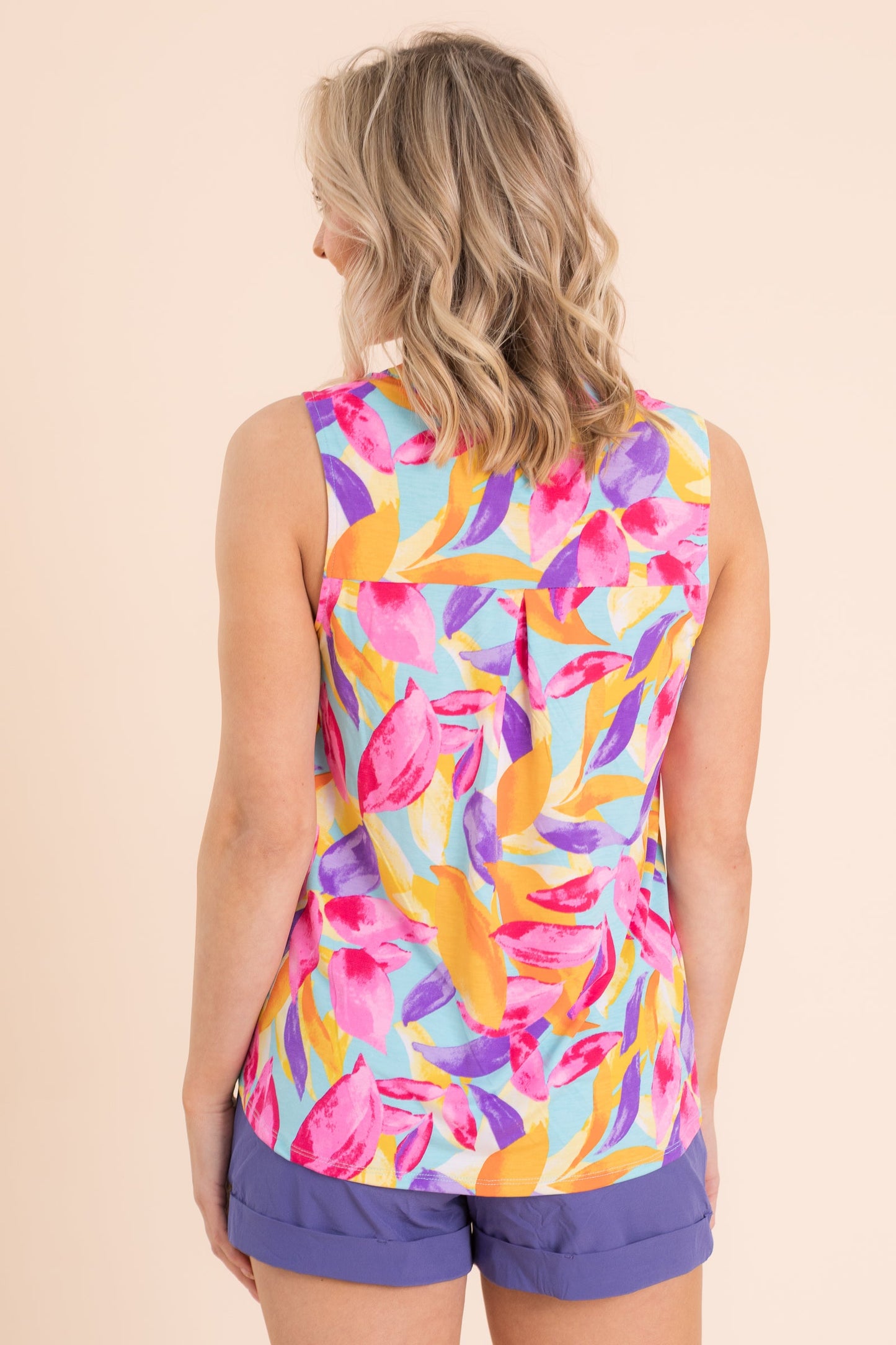 Multicolor Petal V-Neck Wrinkle Free Lizzy Top