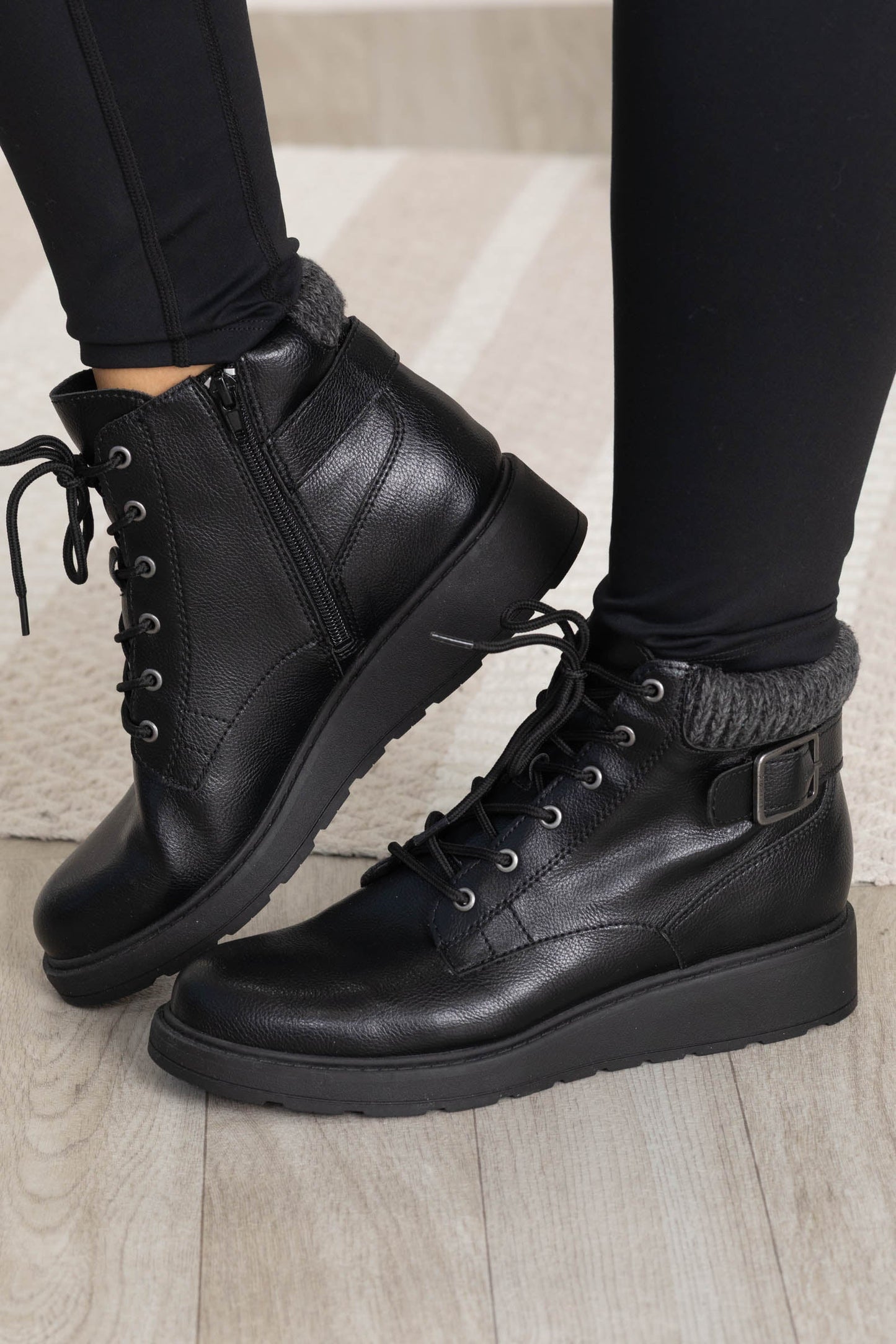 Blowfish Wedge Boots With Sweater Knit Trim