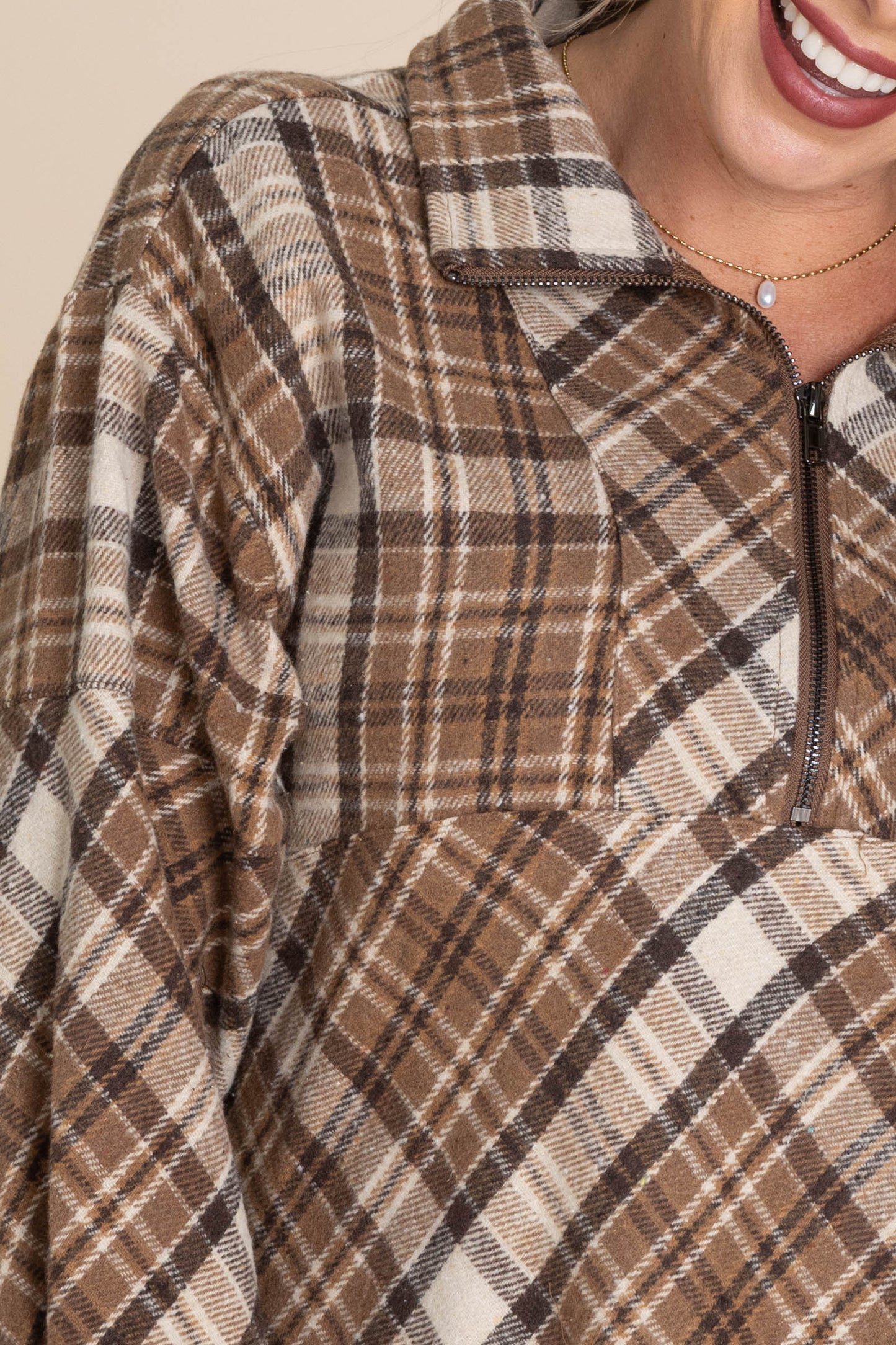 Mocha Plaid Pullover