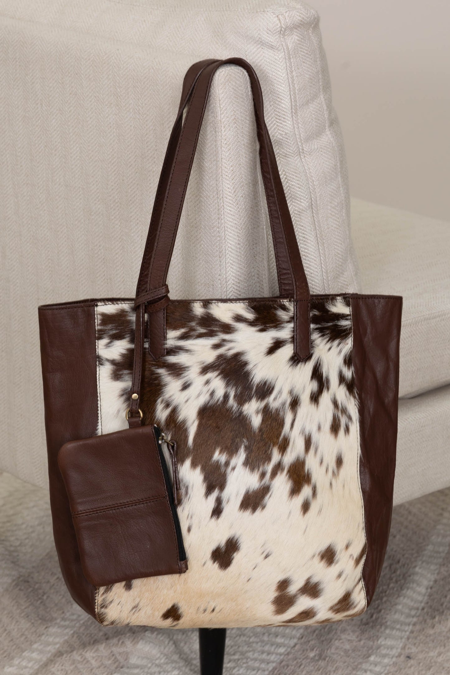Genuine Cowhide Tote with Wristlet
