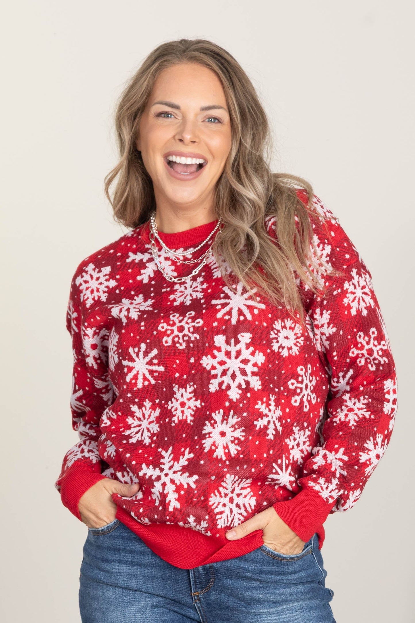Red Varying Snowflakes Sweater