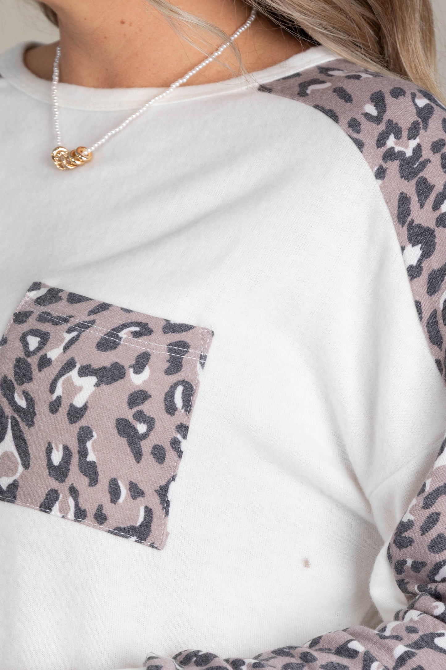 Mocha Abstract Print Knit Long Sleeve Top