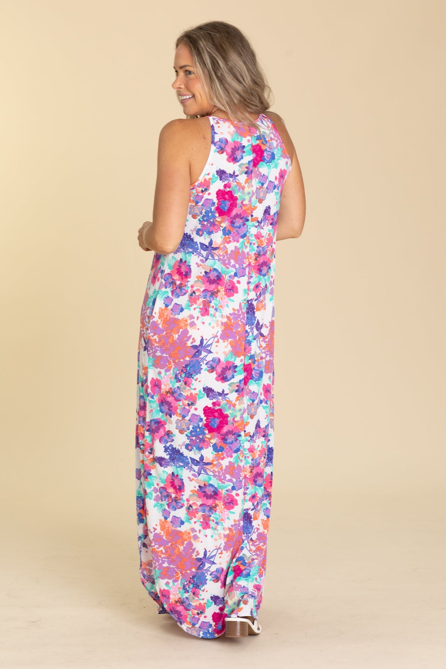Royal Blue Floral Multicolor Maxi Dress