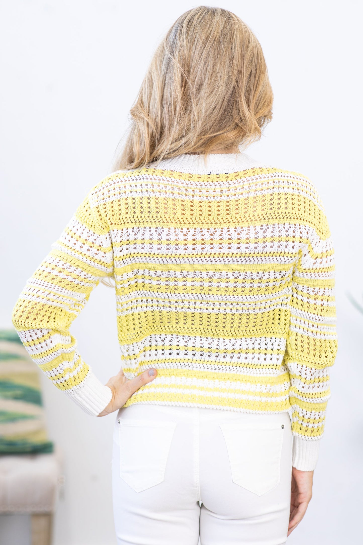 Light Olive Crochet Colorblock Sweater
