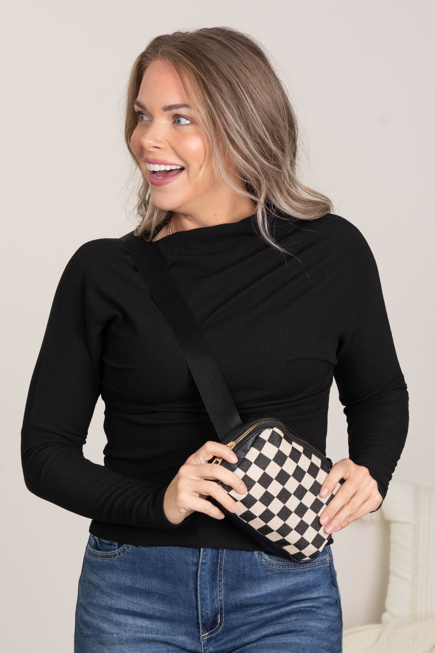 Baby Ribbed Knit Long Sleeve Tops With Cowl