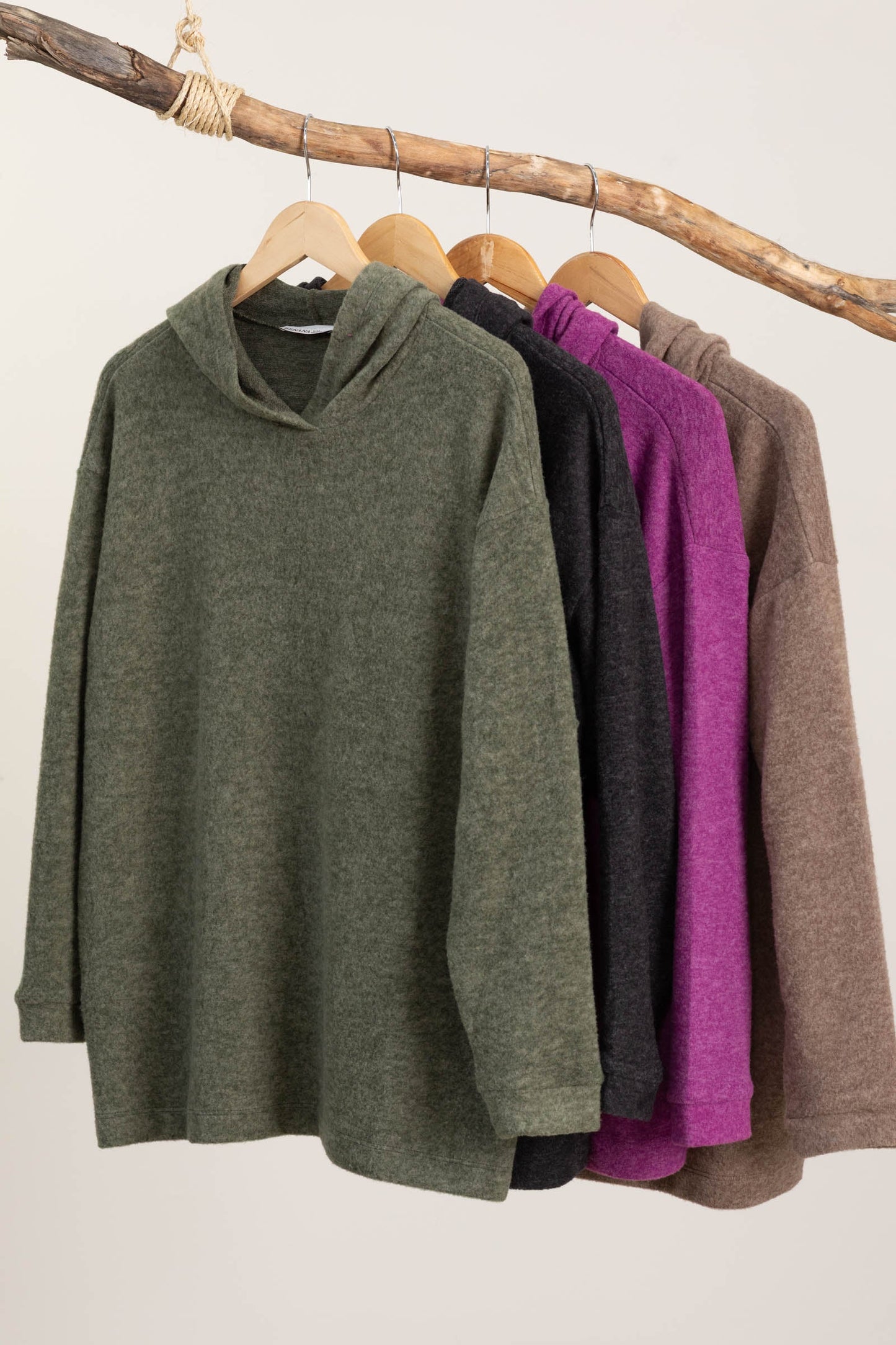 Hooded Brushed Melange Hacci Sweaters