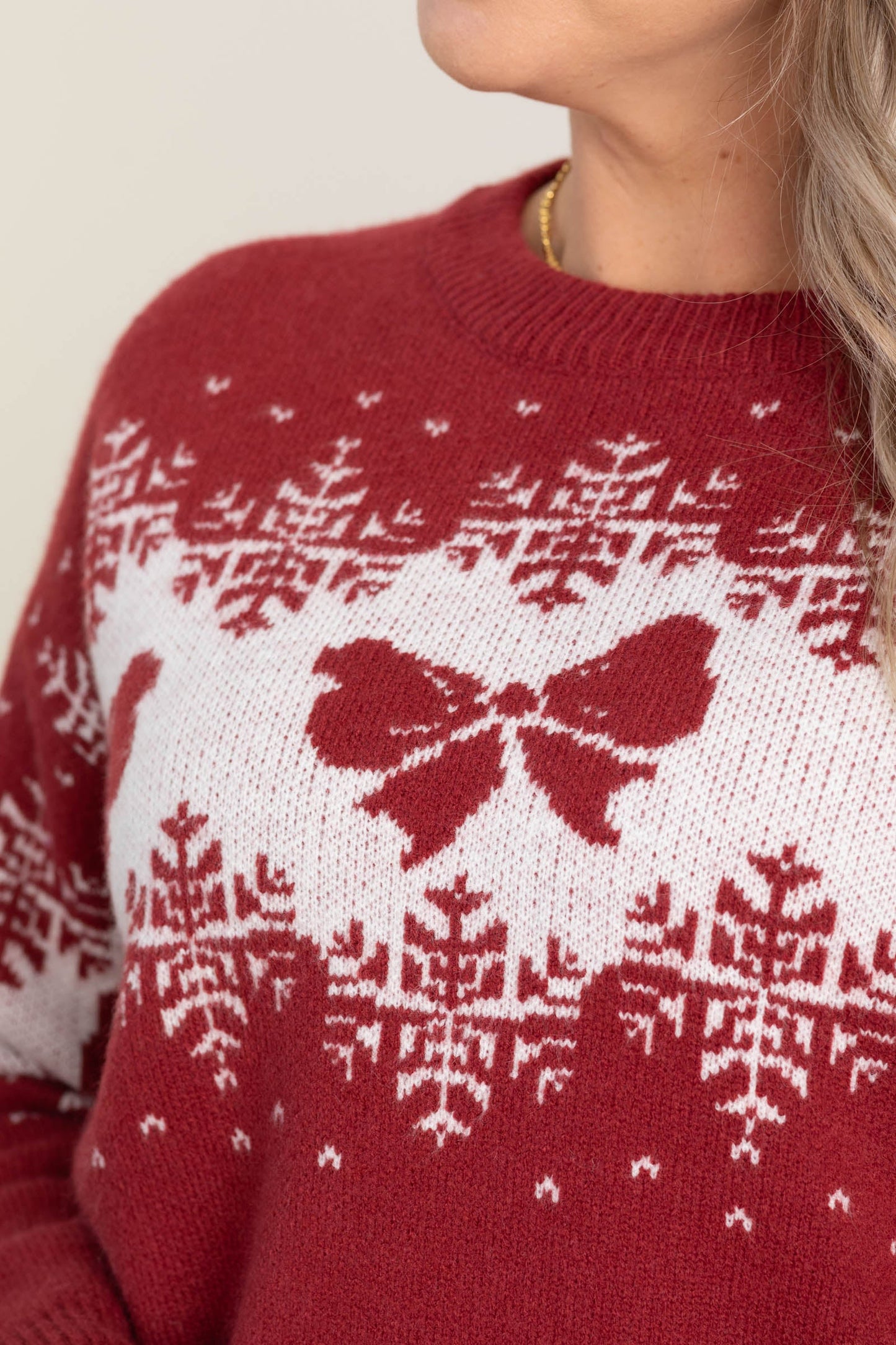 Ribbon And Snowflake Christmas Holiday Sweater