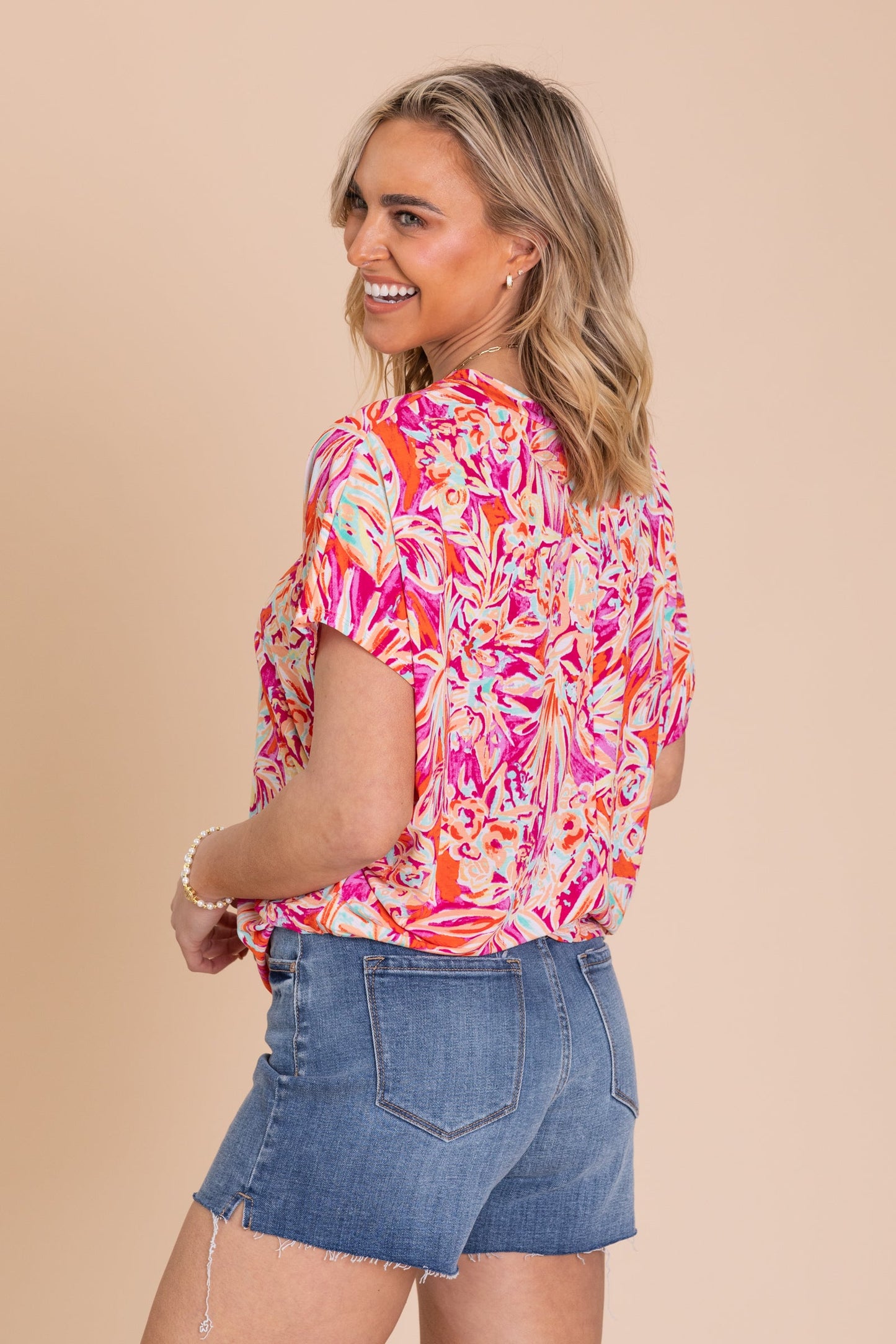 Orange Printed Dolman Sadie Wrinkle Free Top