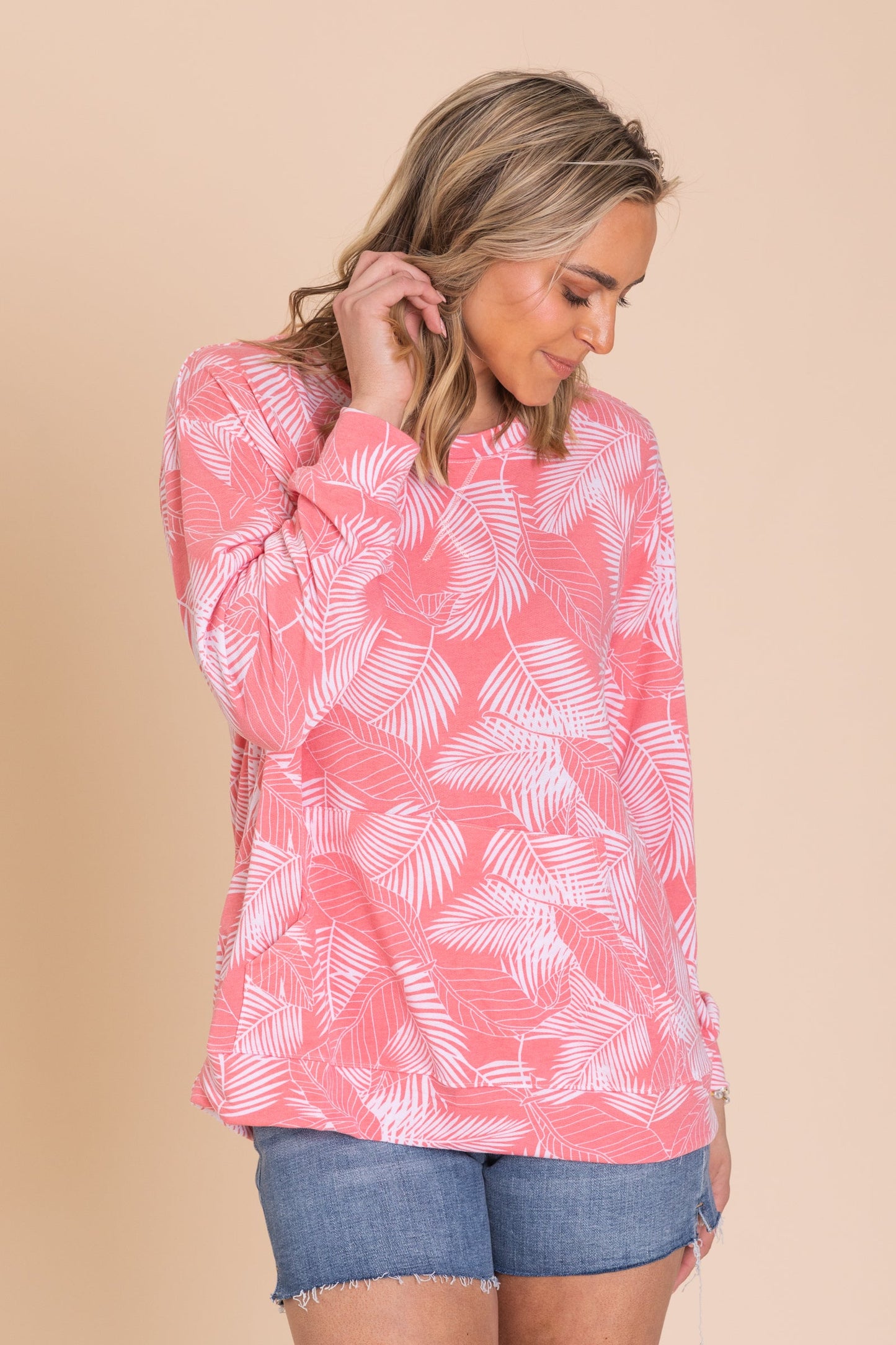 Spring Showers Lightweight French Terry Printed Sweatshirt With Pocket