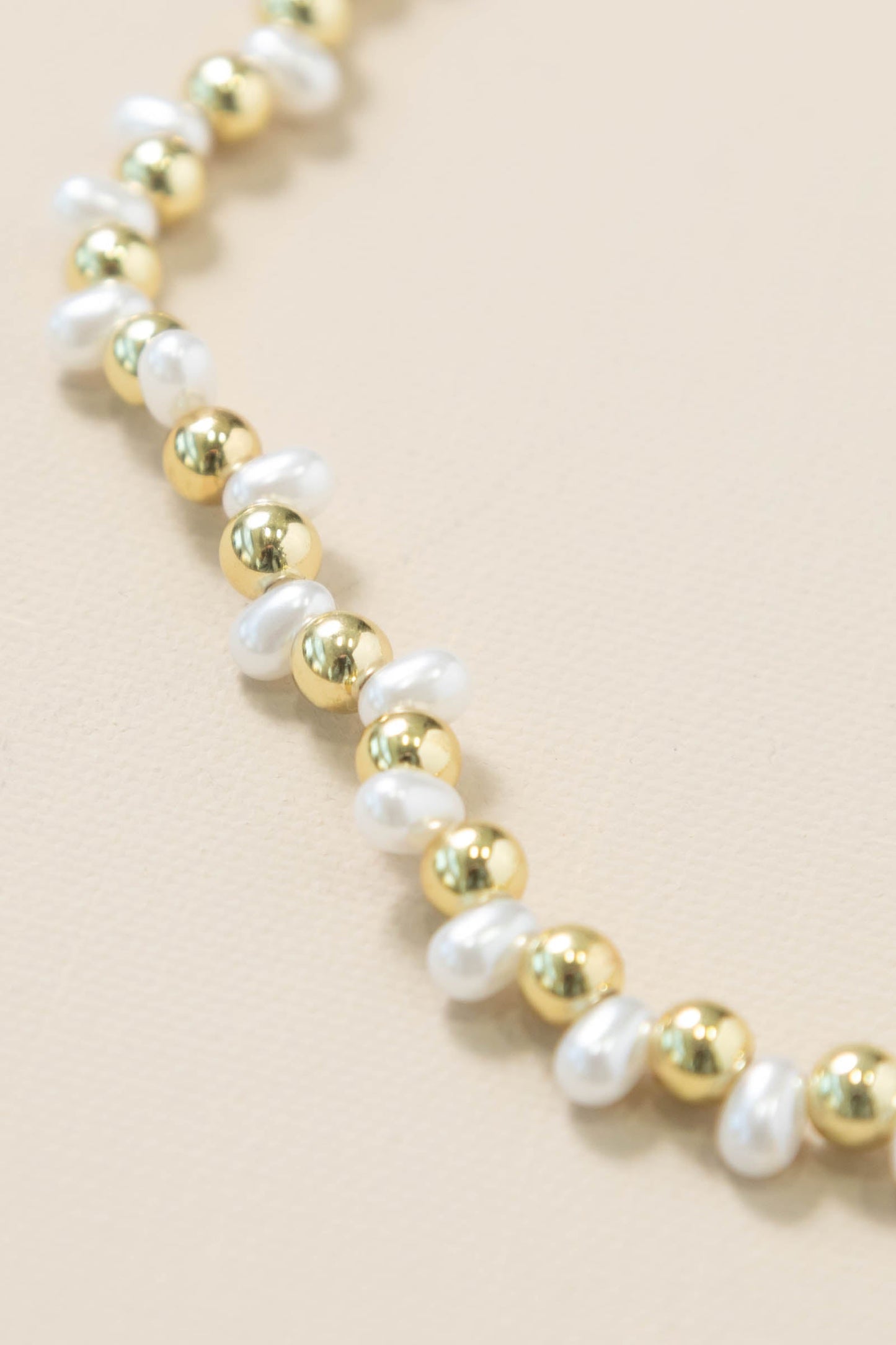 Gold Bead Pearl Necklace