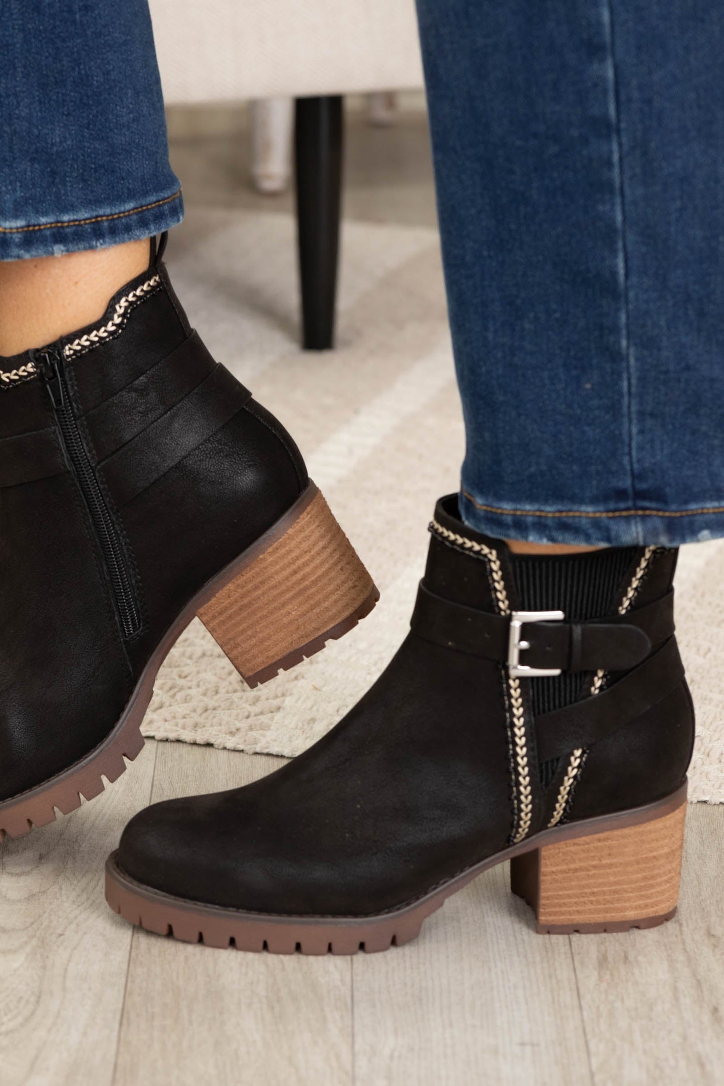 MIA Black Chunky Block Heel Bootie