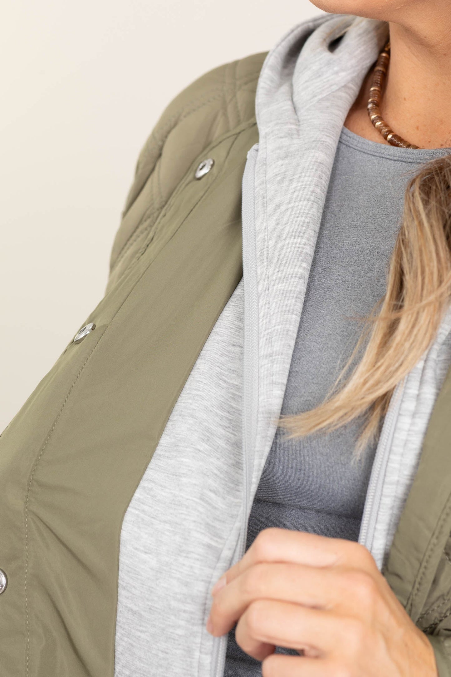 Olive Hooded Contrast Jacket