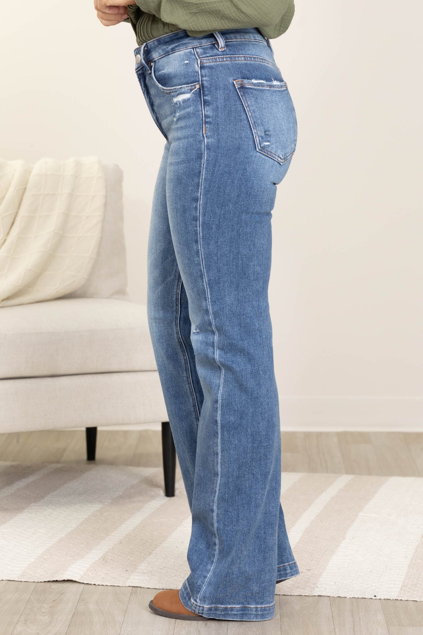 Risen Tummy Control High Rise Straight Jeans