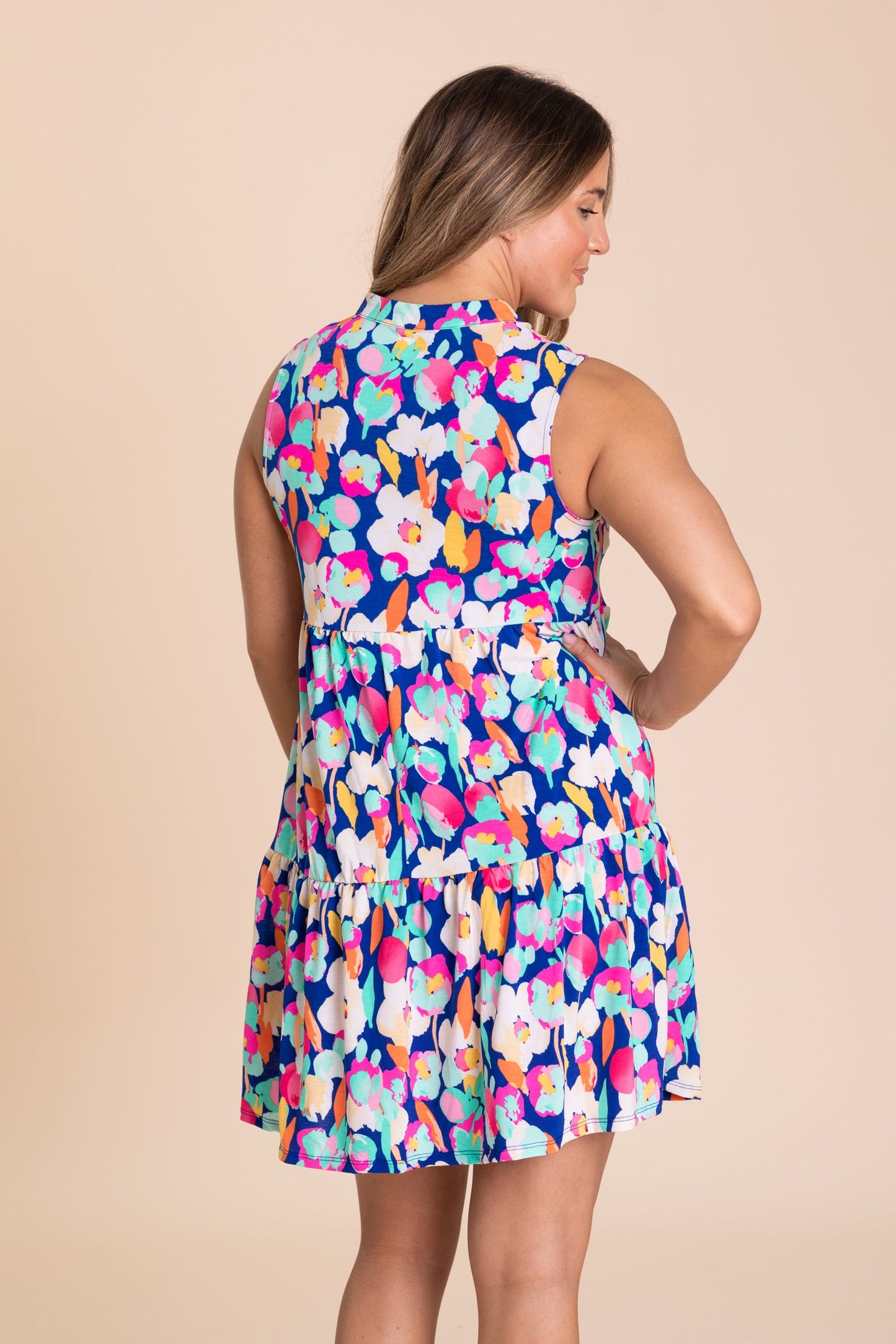 Royal Floral Multicolor Wrinkle Free Dress