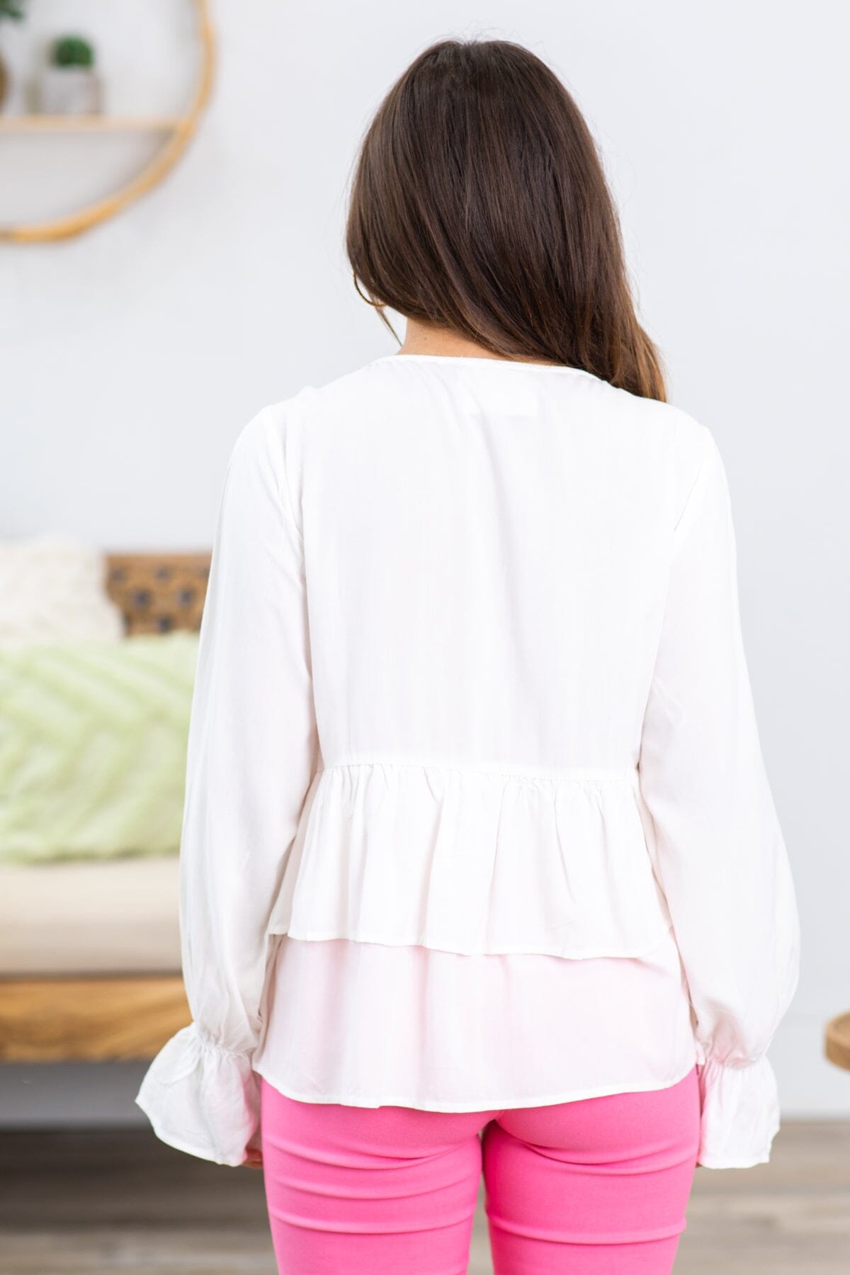 Off White Multicolor Embroidered Babydoll Top