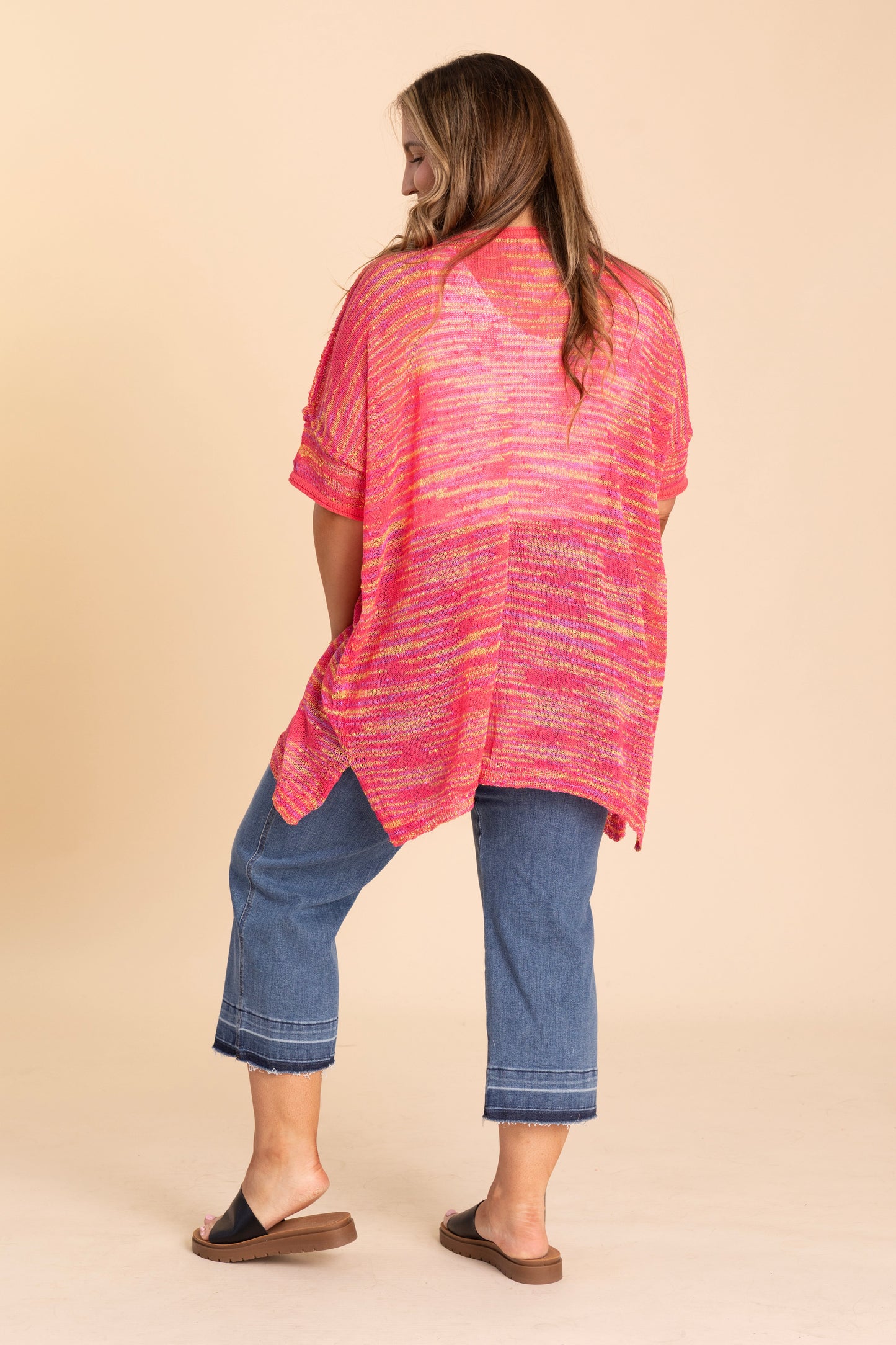 Hot Pink Multicolor Thread Knitted Top