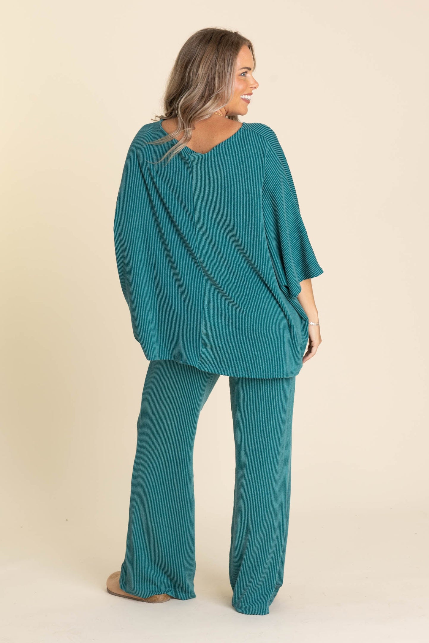 Soft Knit Boat Neck Top And Pants Set