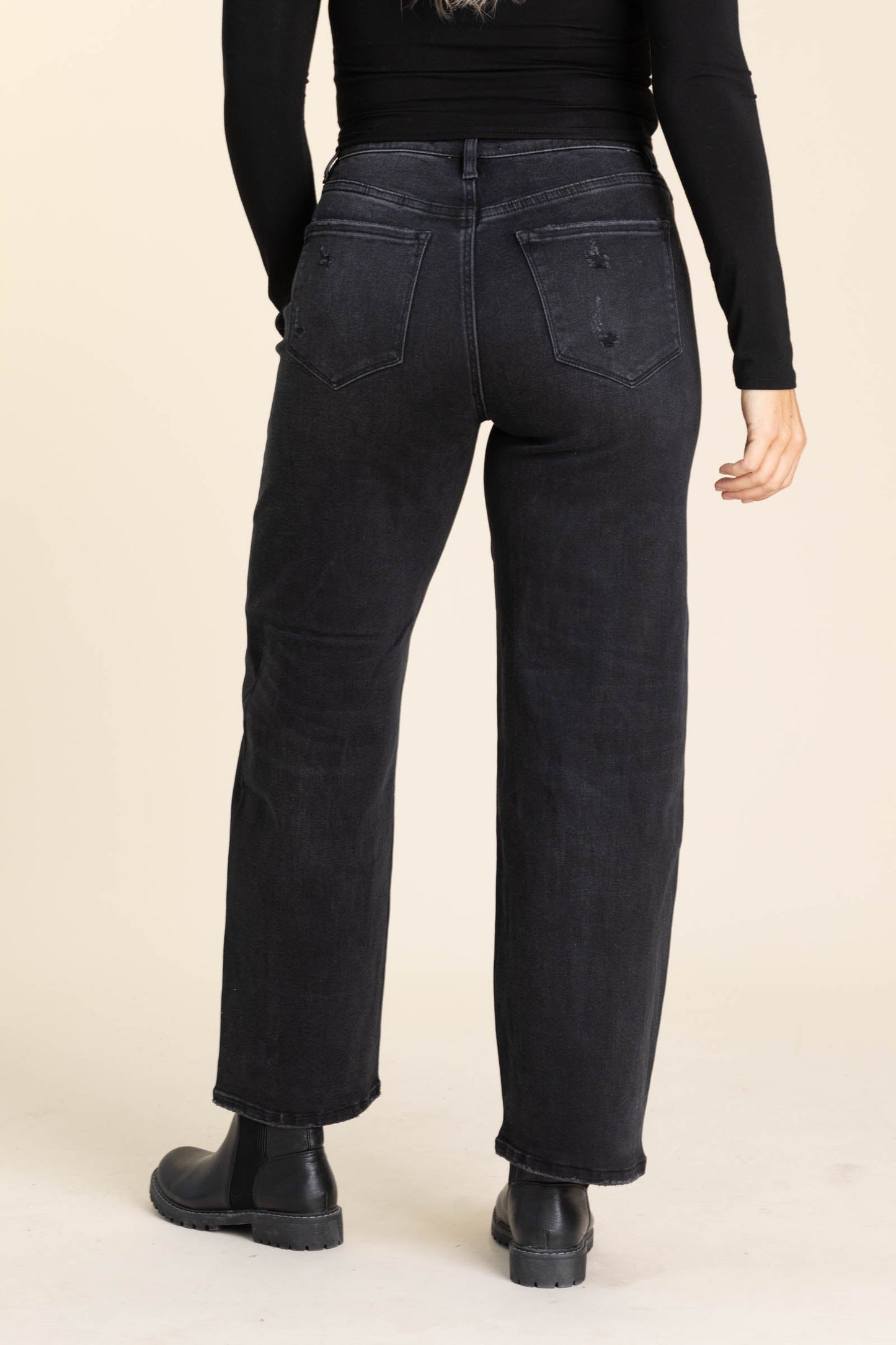 Vervet Black High Rise Panel Barrel Jeans