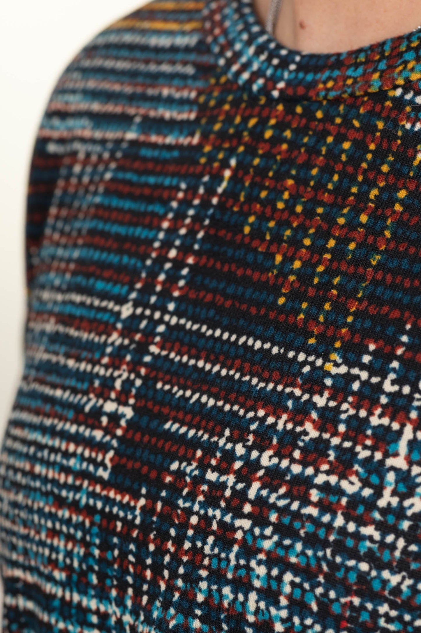 Teal And Wine Abstract Print Long Sleeve Top