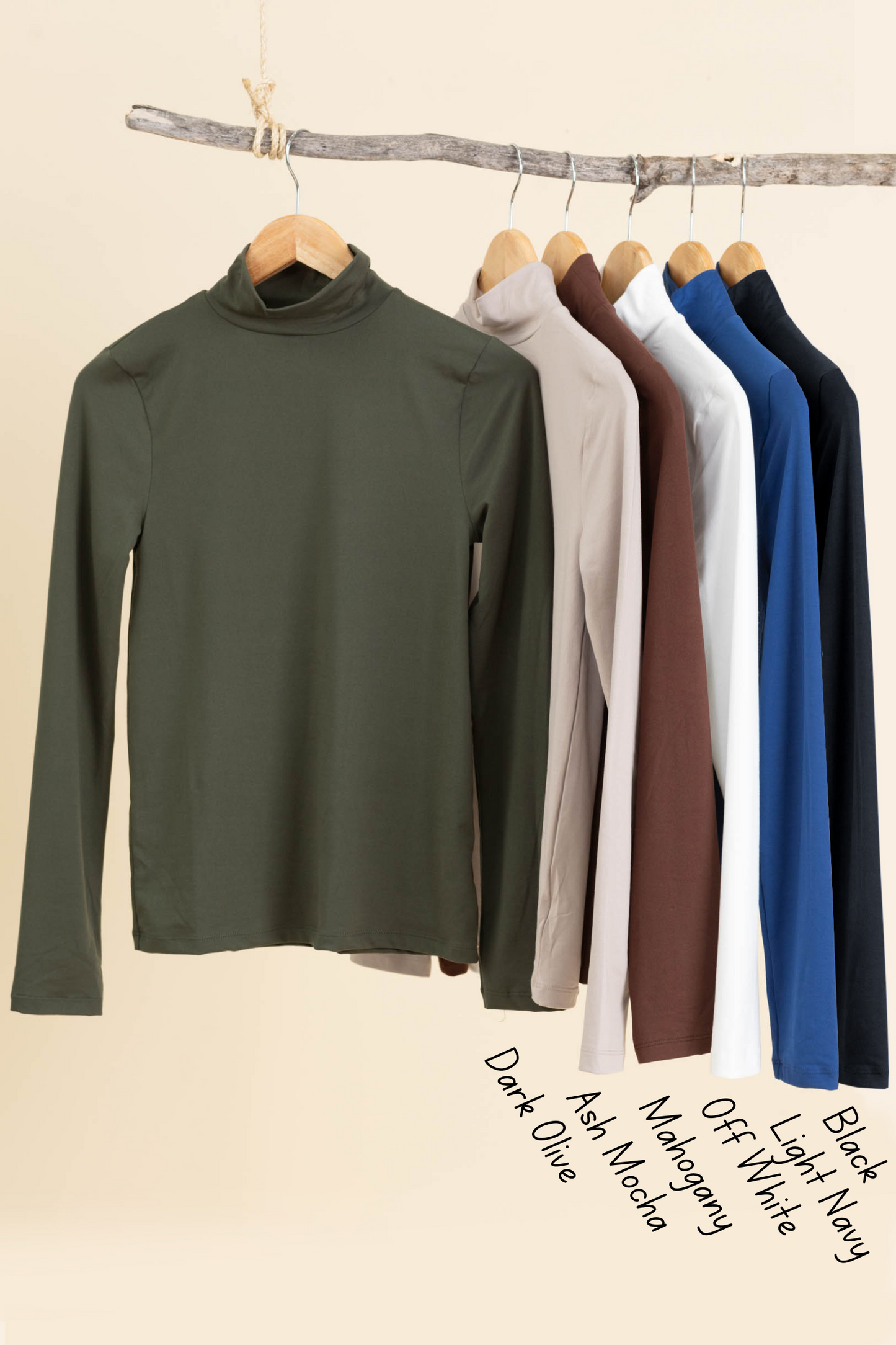 Microfiber Turtleneck Knit Long Sleeve Tops
