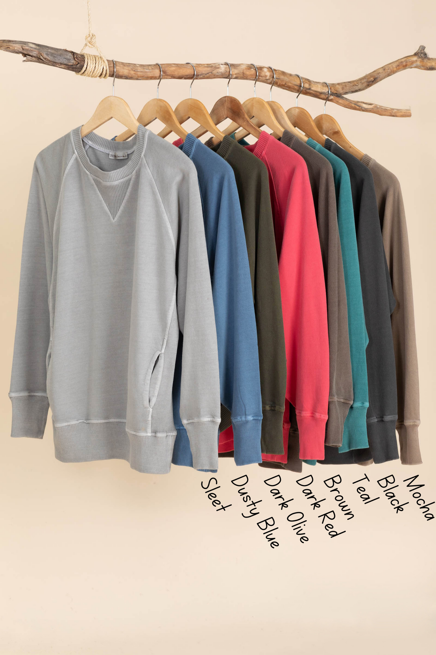 Pigment Dyed Sweatshirts With Pockets