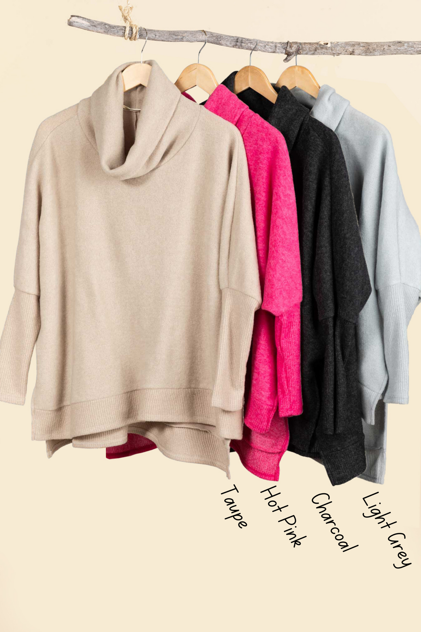 Cowl Neck High-Low Knit Tunic Top